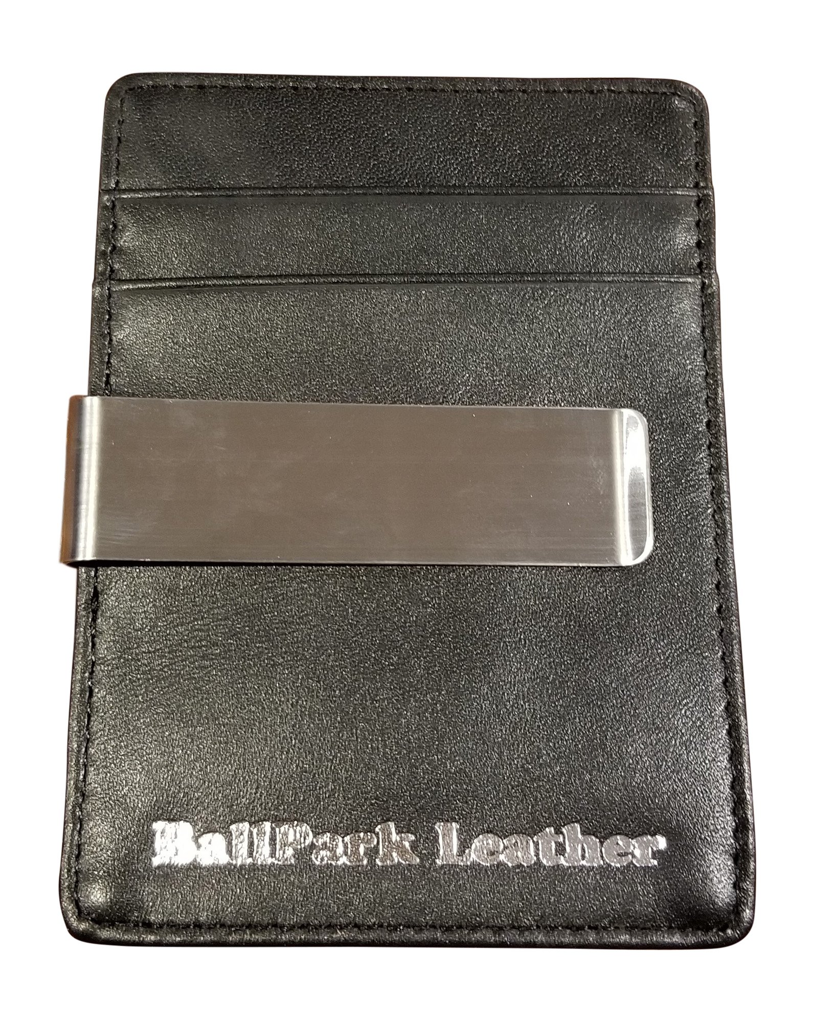 Premium Black Leather Baseball Seam Money Clip Wallet - Slim RFID Blocking Bifold Wallet for Men - Perfect for Cash, Cards & Everyday Carry (Office, Travel, Gifts)