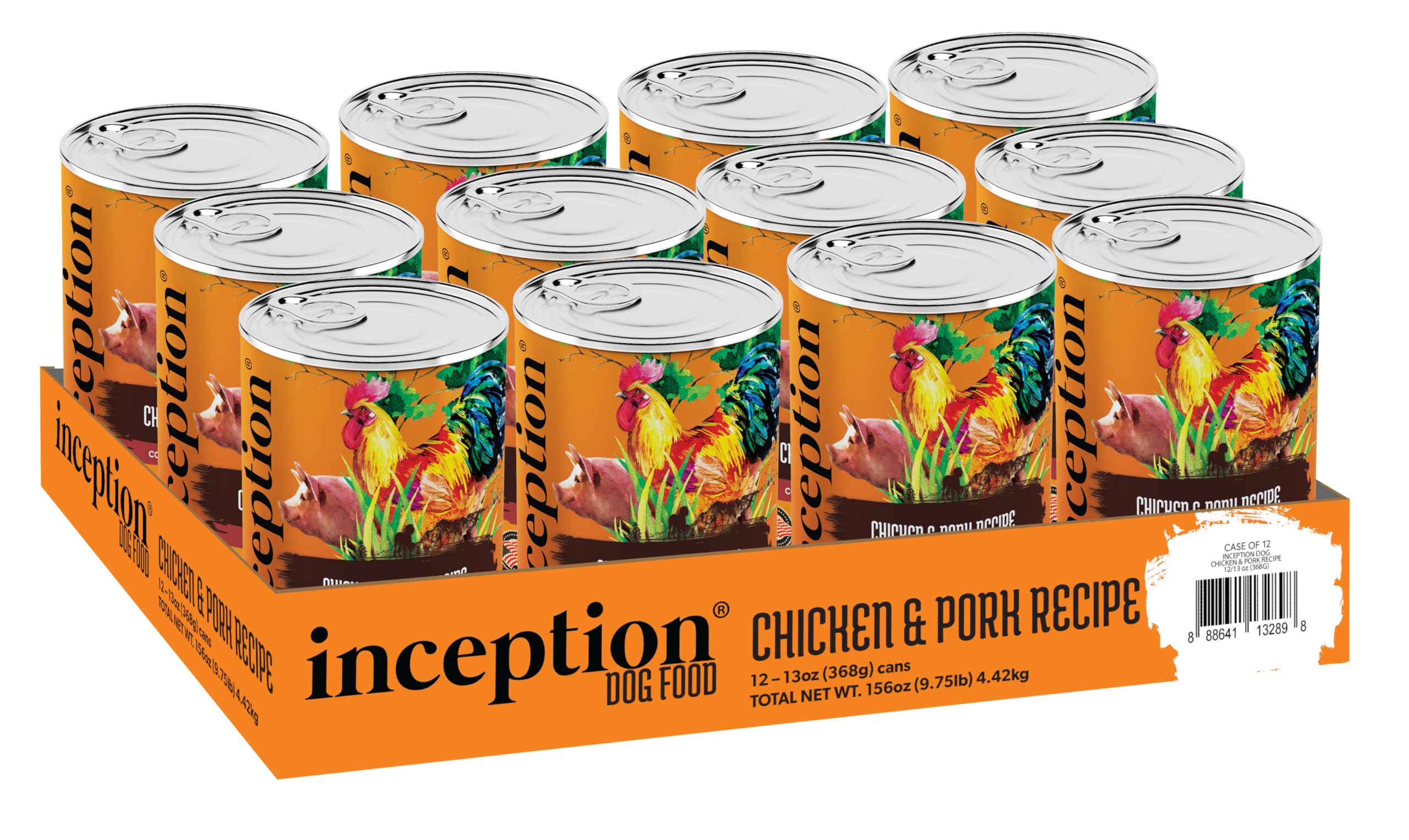 Inception® Wet Dog Food Chicken & Pork Meal Recipe – Grain-Free, Legume-Free, High-Protein Complete & Balanced Wet Food for Dogs – 12 Pack (13oz Cans) – Perfect for Picky Eaters & Sensitive Stomachs