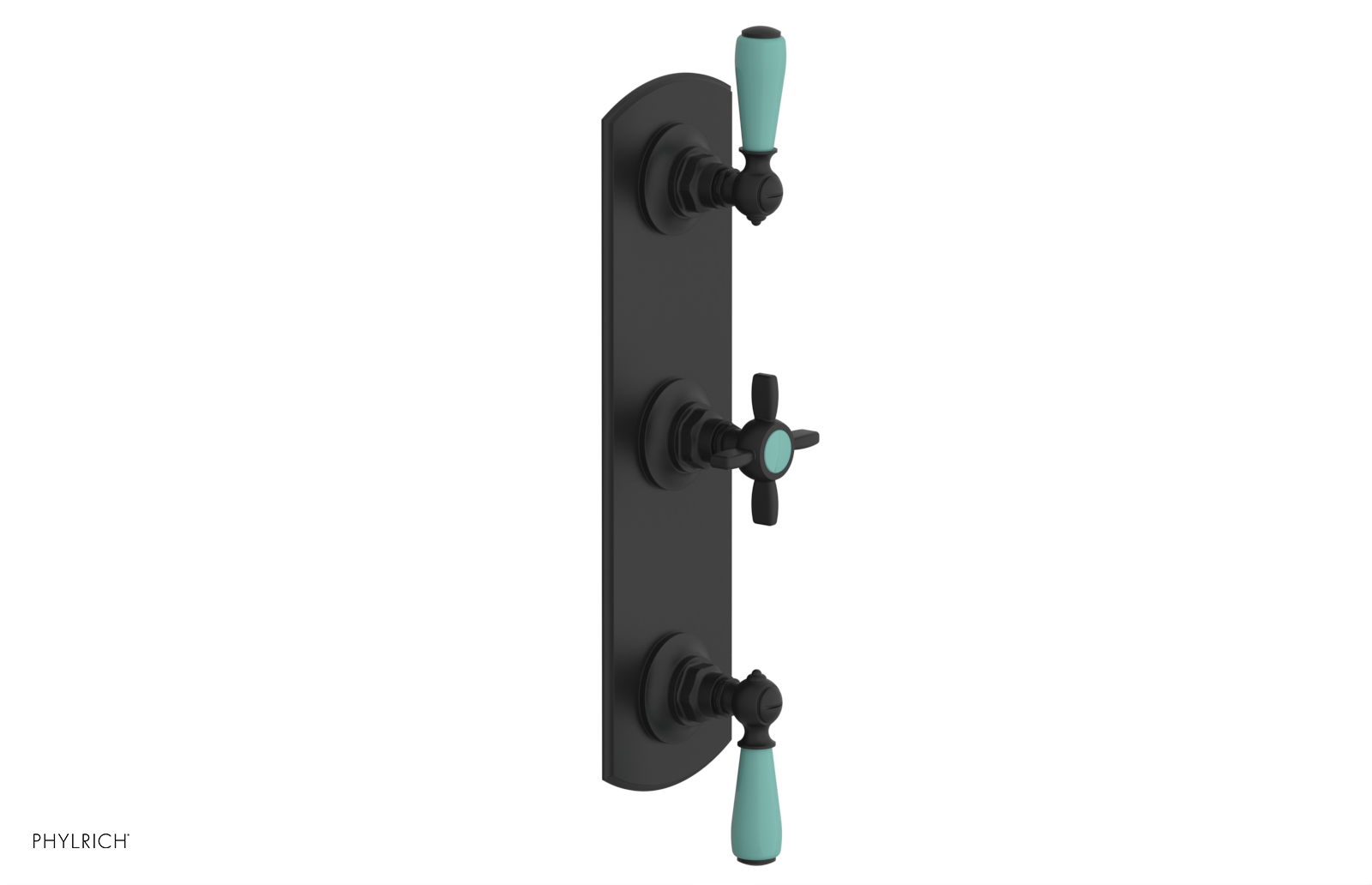 Jamestown Thermostatic Shower Valve with Dual Volume Control - Turquoise Accents (Model 4-740) for Modern Bathroom Renovations & Luxury Spa Experience