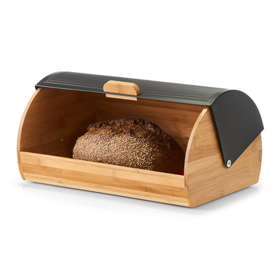 Premium Bamboo & Metal Bread Bin - Airtight Bread Storage Container for Kitchen Countertop - Keep Bread Fresh & Organized - Perfect for Home, Bakery, or Restaurant Use