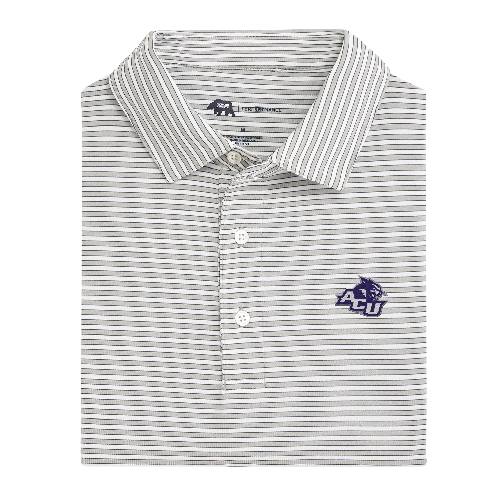 ACU Mulligan Stripe Performance Polo Shirt for Men - Breathable, Moisture-Wicking Golf & Casual Wear - Abilene Christian University Fan Apparel