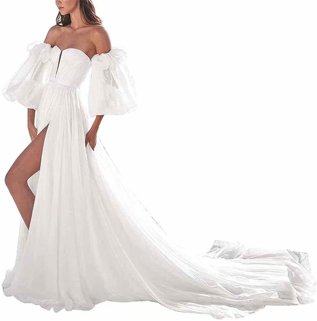 Elegant Boho Wedding Dress for Women 2023 - Lace Appliques Tulle Bridal Gown | Perfect for Beach, Garden & Summer Weddings