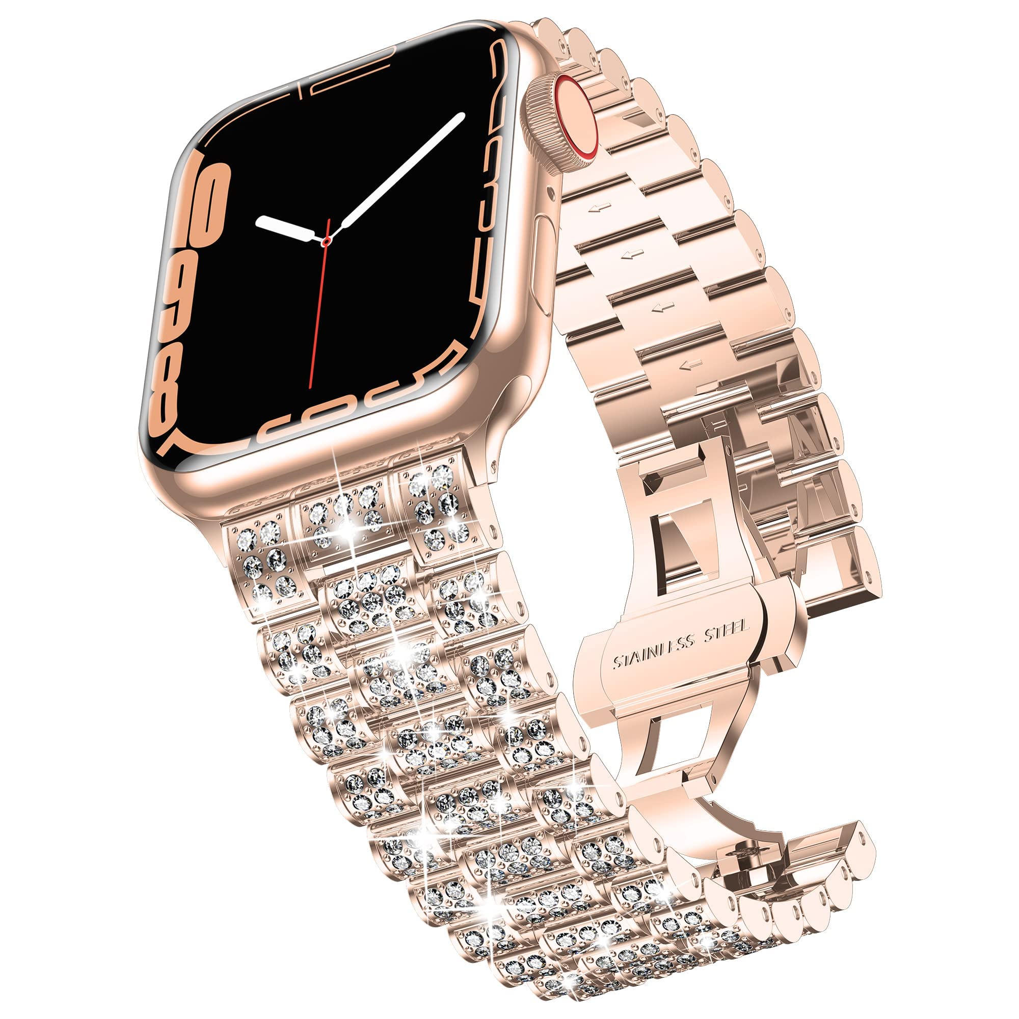 Luxury Diamond Metal Apple Watch Band for Women - Compatible with Series 10/9/8/7/6/SE/5 & All Models (38mm-49mm) | Elegant Bling Strap for Daily Wear, Work & Special Occasions