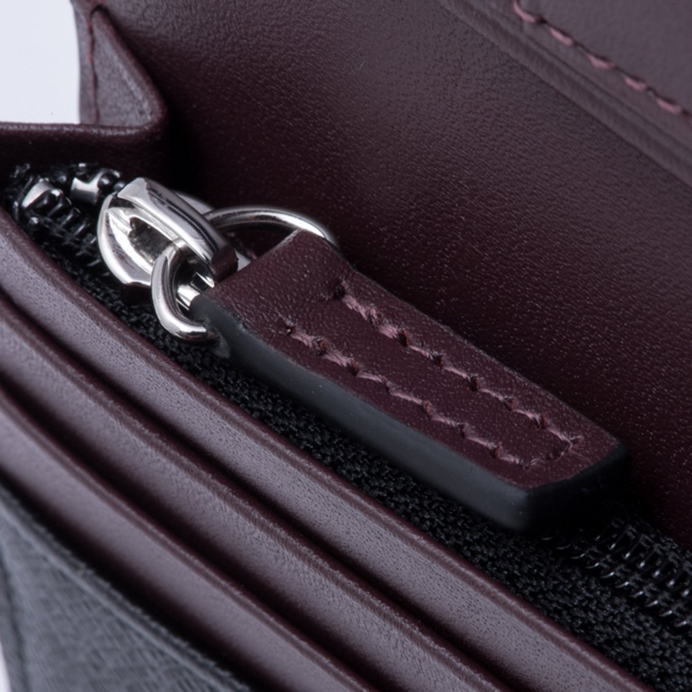 LANVIN COLLECTION Men's Quurulu De Van Bifold Long Wallet - Premium Leather RFID Blocking Slim Wallet for Business & Travel