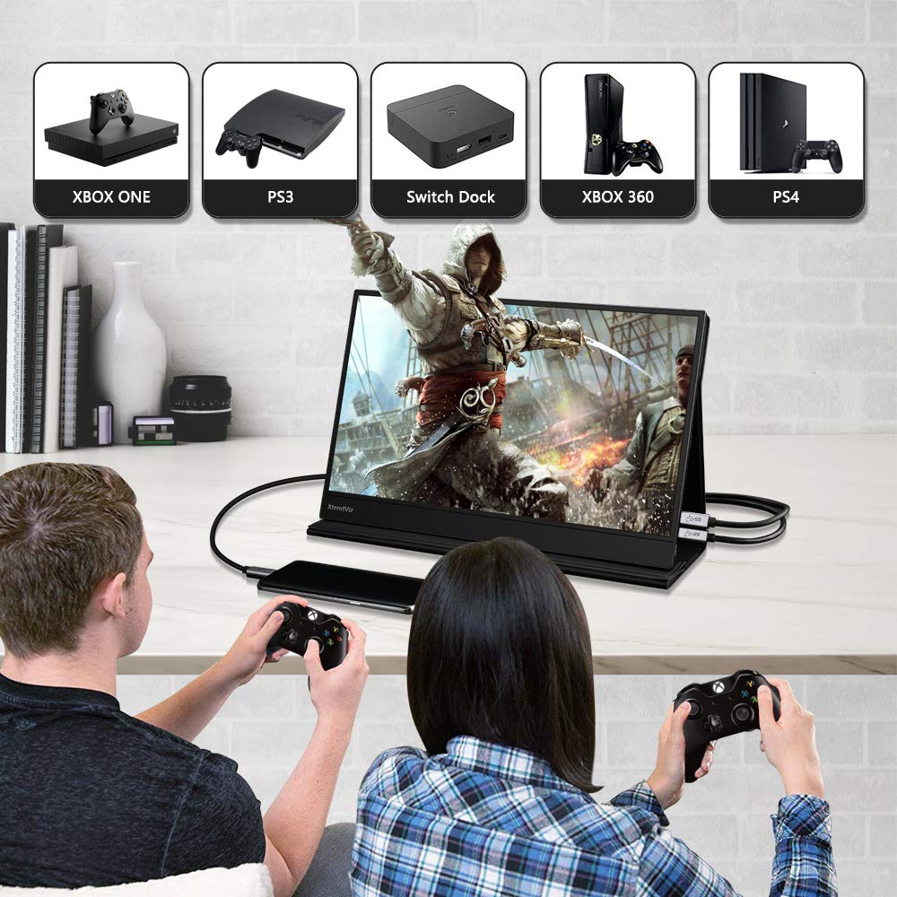 PEPPER JOBS 15.6 Inch Portable Monitor - Full HD 1080P IPS Gaming Display with Smart Cover, Built-in Dual Speakers & HDR Support | Ultra-Slim HDMI USB-C External Screen for Laptop, PC, Phone, Mac | Perfect for Work, Travel & Gaming