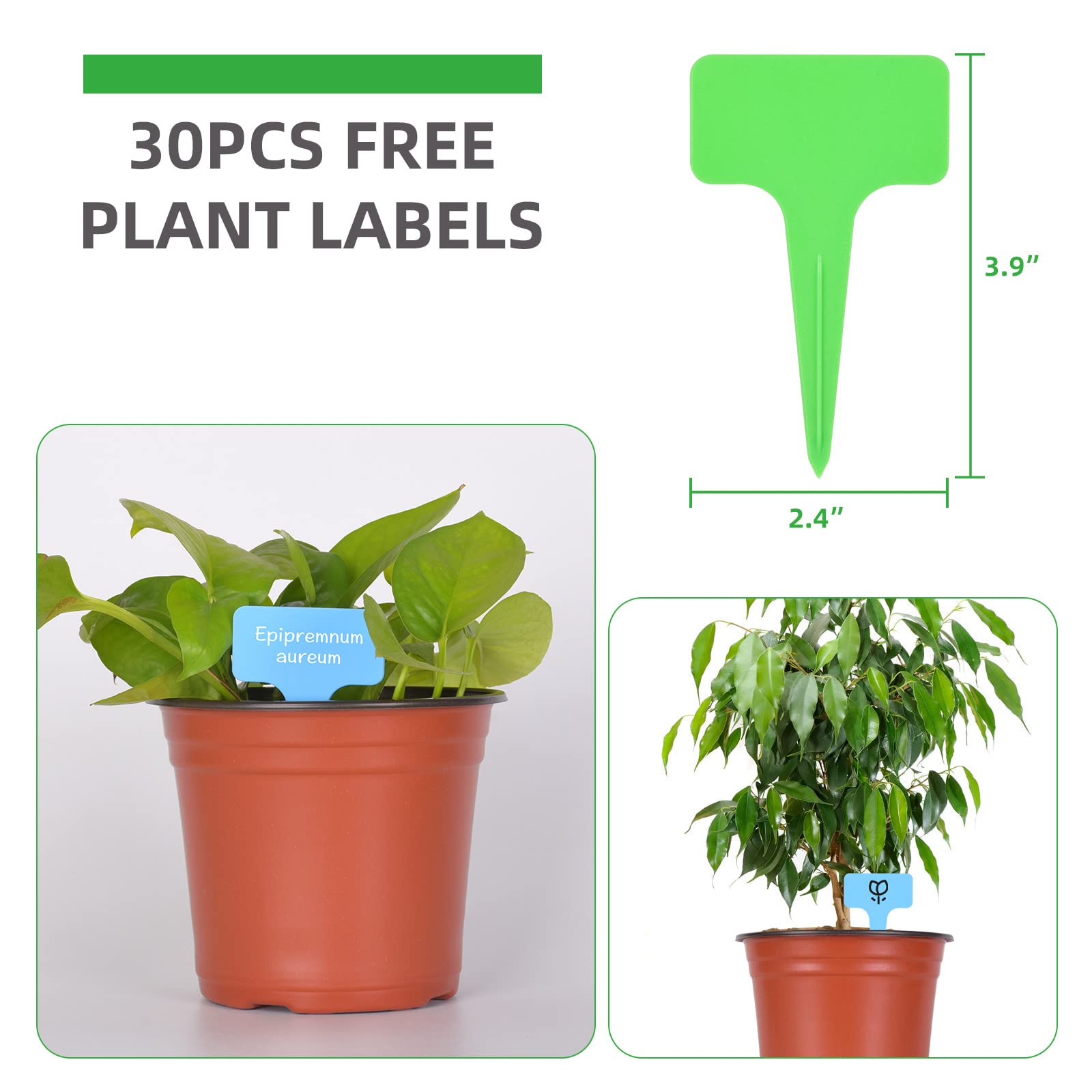 Kleeblatt 100-Pack 6 Inch Plastic Nursery Pots with 30 Plant Labels - Seedling Containers for Flowers, Herbs & Vegetables | Ideal for Indoor Gardening, Greenhouses & Home Plant Propagation