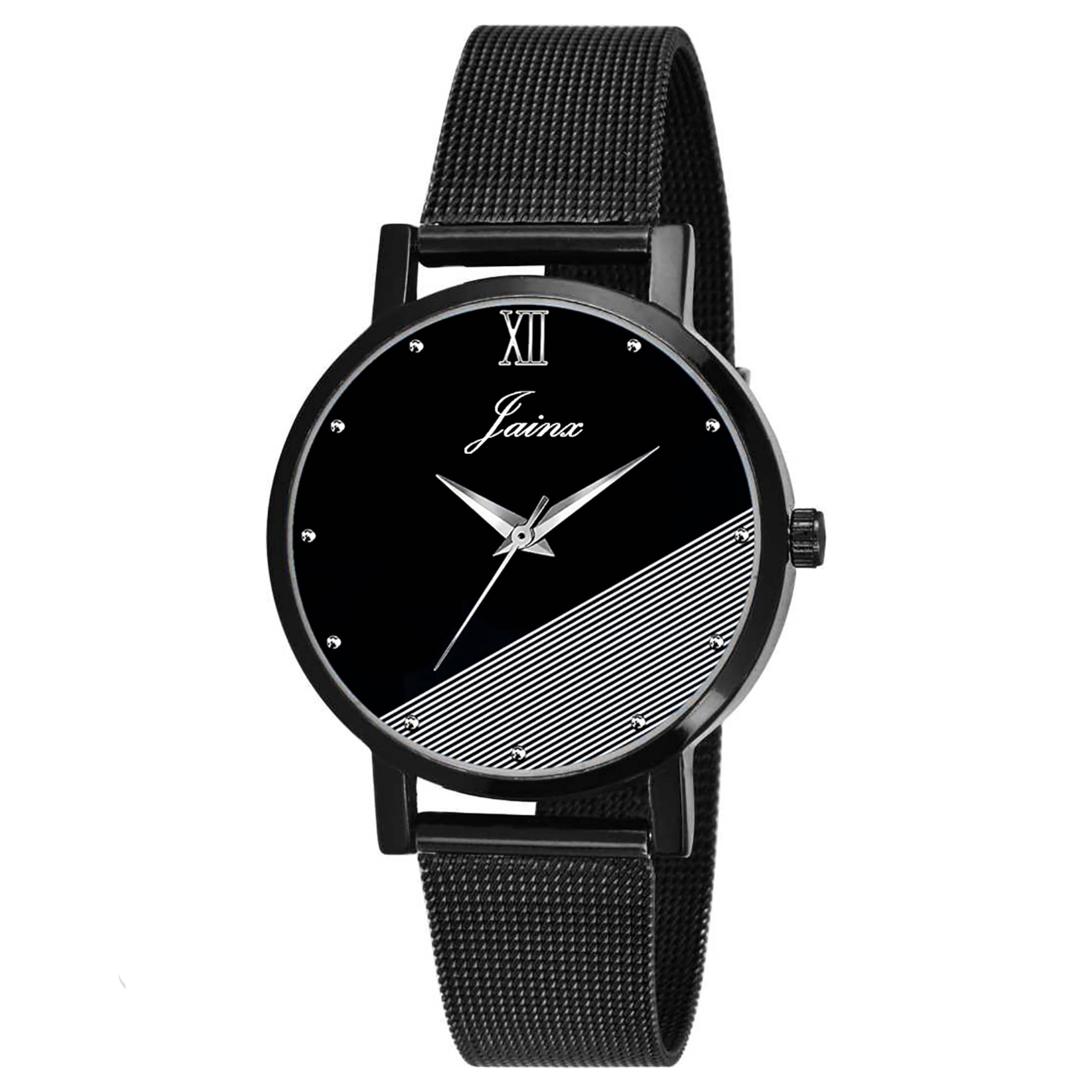 Jainx Black Mesh Chain Analog Wrist Watch for Women - JW8569 | Stylish Fashion Accessory for Everyday Wear, Office & Special Occasions