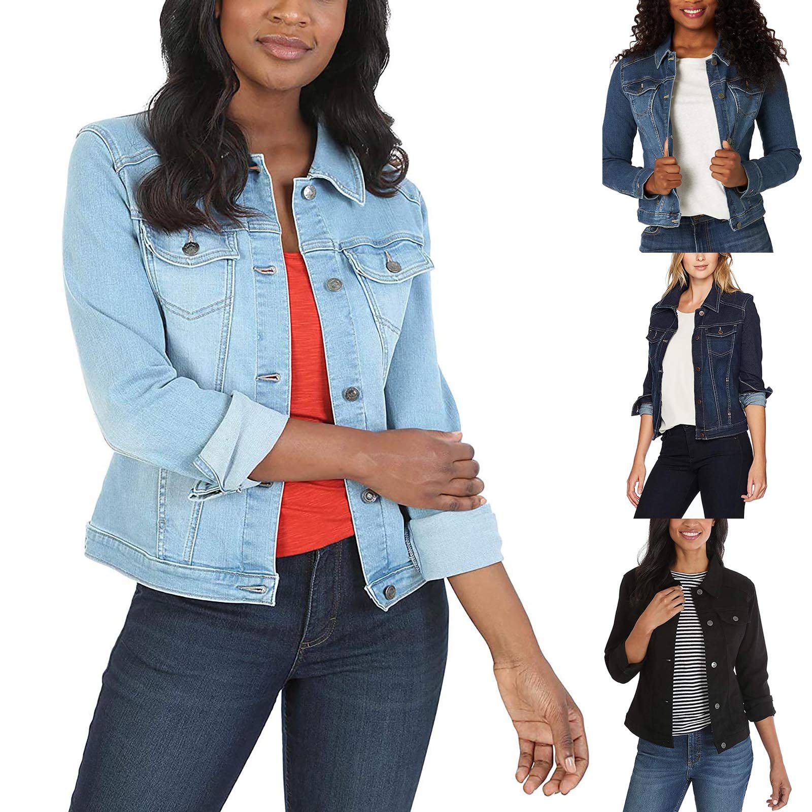 Women's Slim Fit Denim Jacket - Long Sleeve Casual Cardigan Coat for Ladies | Perfect for Spring/Fall Layering, Weekend Outfits & Streetwear Fashion