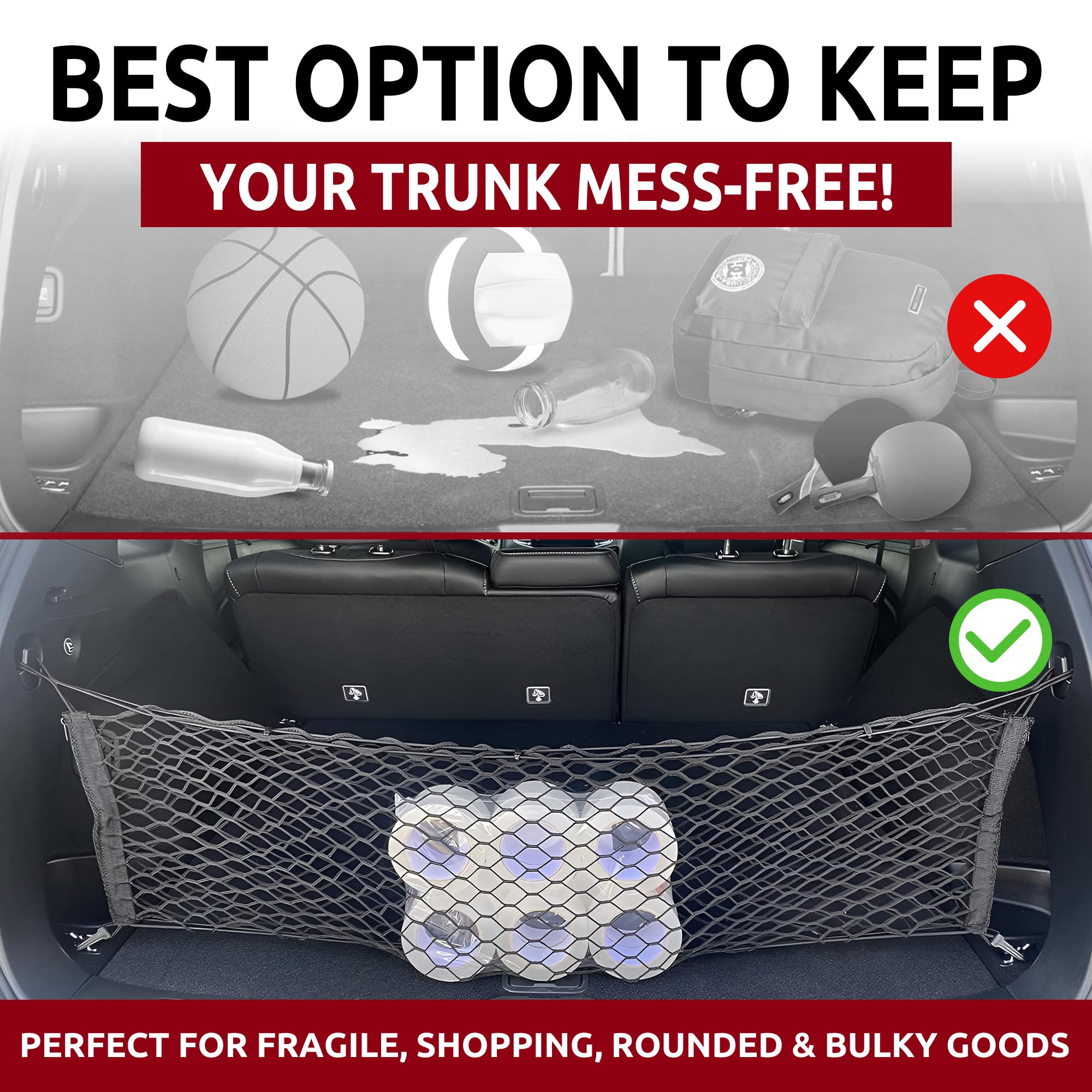 Premium Elastic Trunk Cargo Net for Honda Passport 2019-2025 - Envelope Style SUV Luggage Organizer - Secure Your Belongings for Road Trips & Daily Commutes