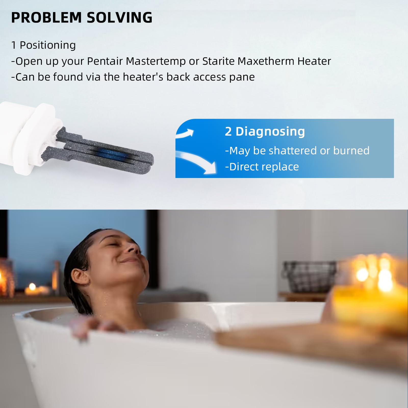 Pentair MasterTemp & Sta-Rite Max-E-Therm Pool Spa Heater Igniter with Gasket - Replacement for 77707-0054 - Perfect for 200/250/300/400 Models - Ideal for Backyard Pool Heating & Hot Tub Maintenance