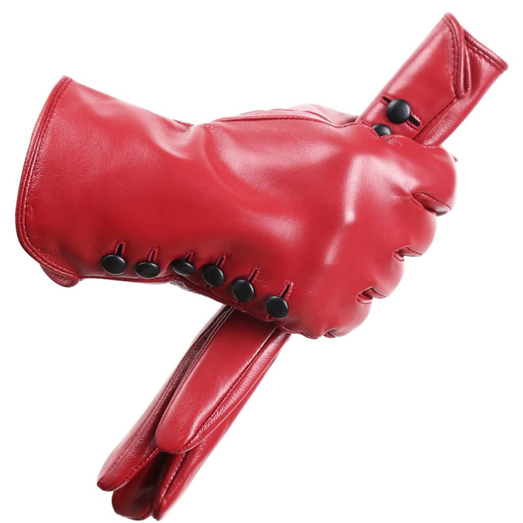 Women's Winter Sheepskin Gloves - Soft Velvet Lining, Thin & Warm Touchscreen Compatible for Driving & Outdoor Activities (Size 8.5, Color A) | Perfect for Commuting, Skiing, and Cold Weather Protection