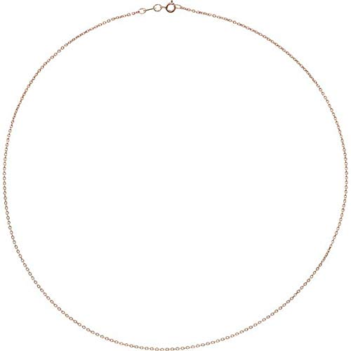 14K Rose Gold 1mm Diamond Cut Cable Chain Necklace - 20
