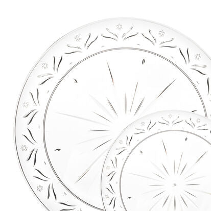 Crystal Clear Round Plastic Plates - 20 Pack Shatterproof Disposable Dinner Plates for Parties, Weddings & Events - Simcha Collection Durable BPA-Free Elegant Tableware