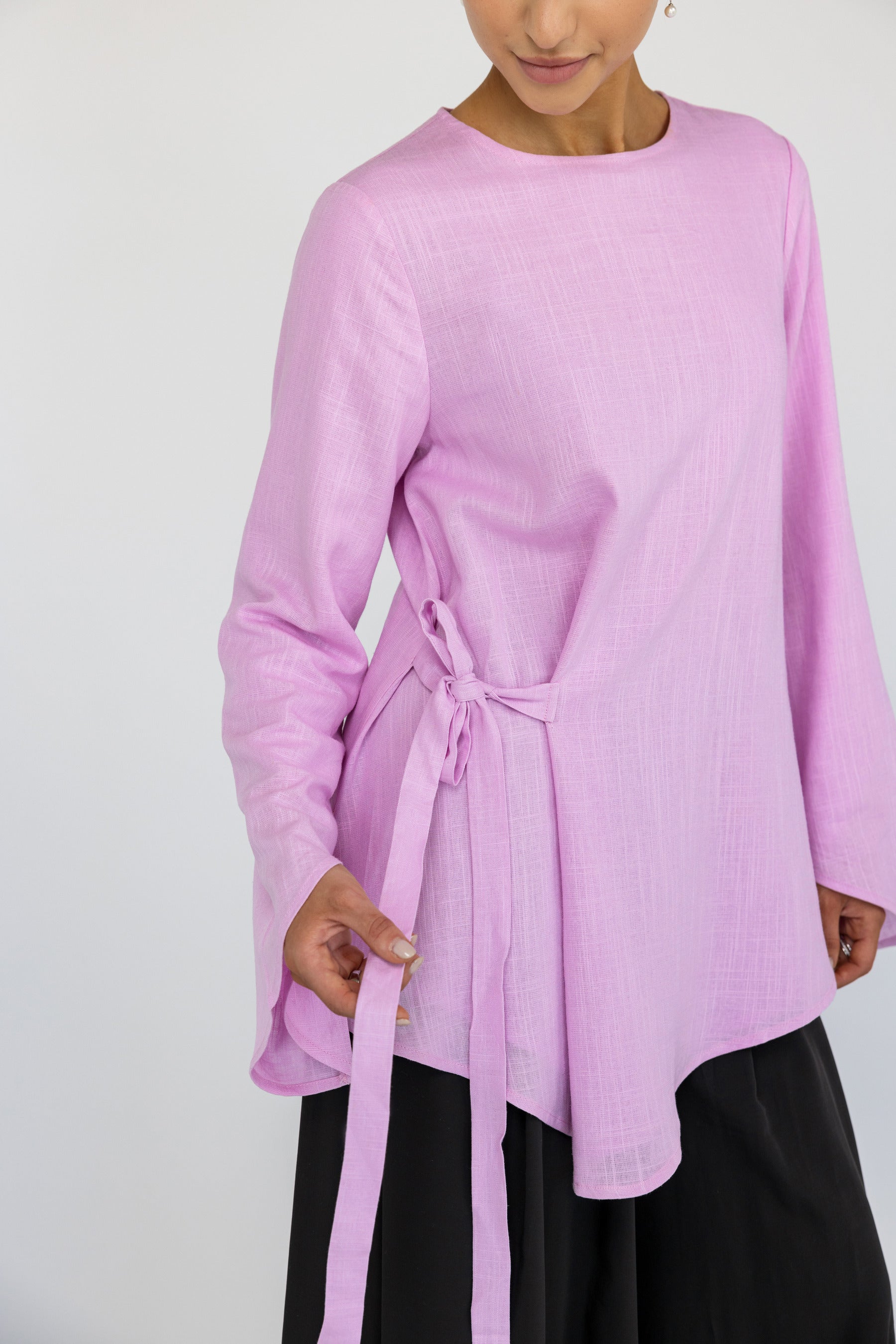 Tie Front Top Women's Fashion Blouse - Stylish & Comfortable for Casual Outings, Office Wear & Date Nights