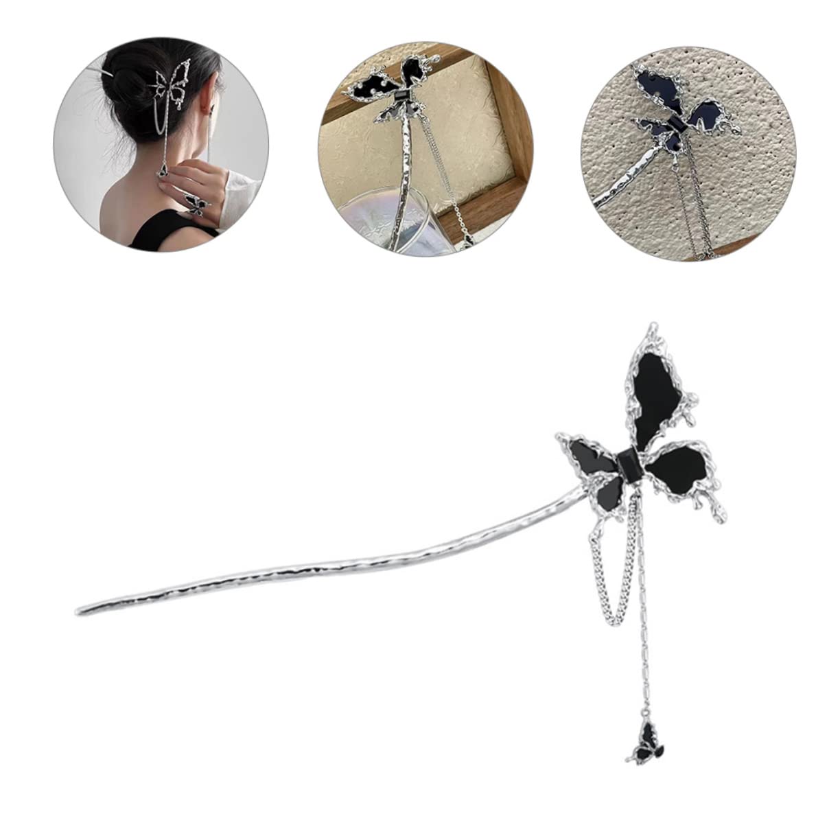 POPETPOP 5-Piece Metal Hair Clip Set - Elegant Bridal Hairpins, Barrettes & French Hair Forks for Women | Perfect for Weddings, Hanfu Styling & Everyday Hair Accessories