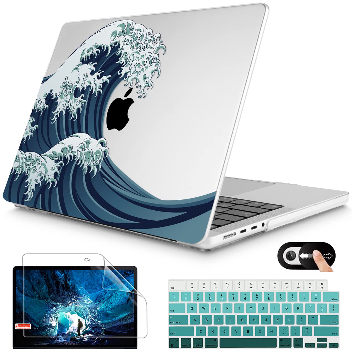 Mektron Hard Shell Case for MacBook Pro 16 inch A2485 (2021-2022) - Protective Cover with Touch ID Cutout, Keyboard Skin & Screen Protector - Compatible with MacBook Pro 16.2
