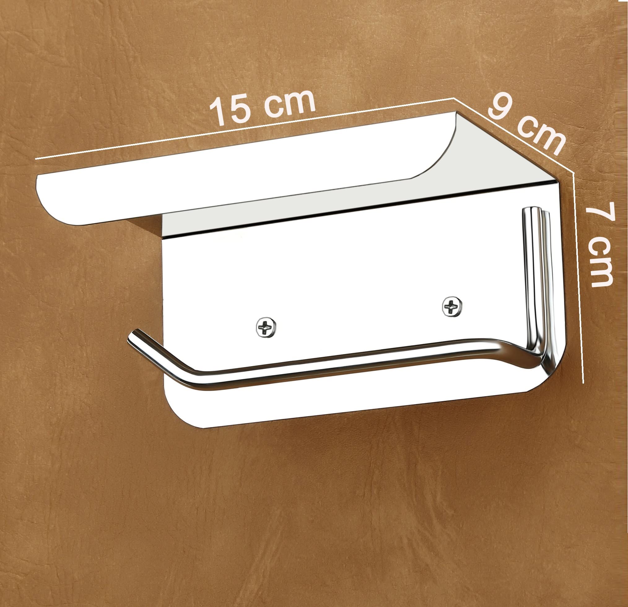 SmartSlide Stainless Steel Toilet Paper Holder with Phone Stand - Wall Mounted Bathroom Tissue Roll Holder with Shelf - Nickel Chrome Bathroom Accessories for Modern Homes (Perfect for Small Bathrooms & Powder Rooms)