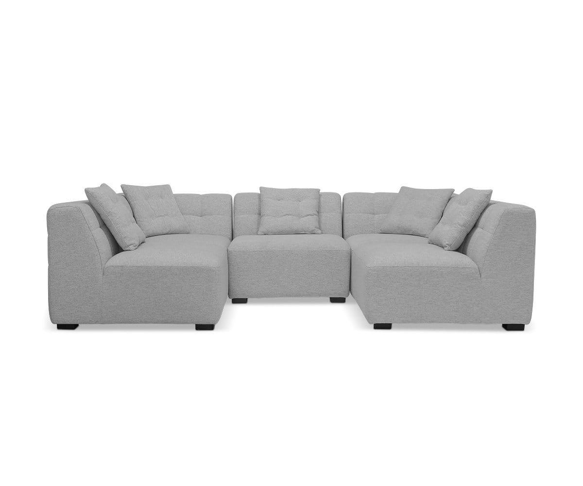Reyes 5-Piece Modular Sectional Sofa Set with Reversible Chaise - Modern L-Shaped Couch for Living Room, Family Room & Home Theater