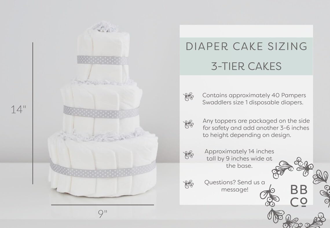 Gender Neutral Greenery Diaper Cake - Unique Baby Shower Gift & Nursery Decoration Centerpiece (Safari Theme) | Perfect for Newborn Celebrations & Gender Reveal Parties