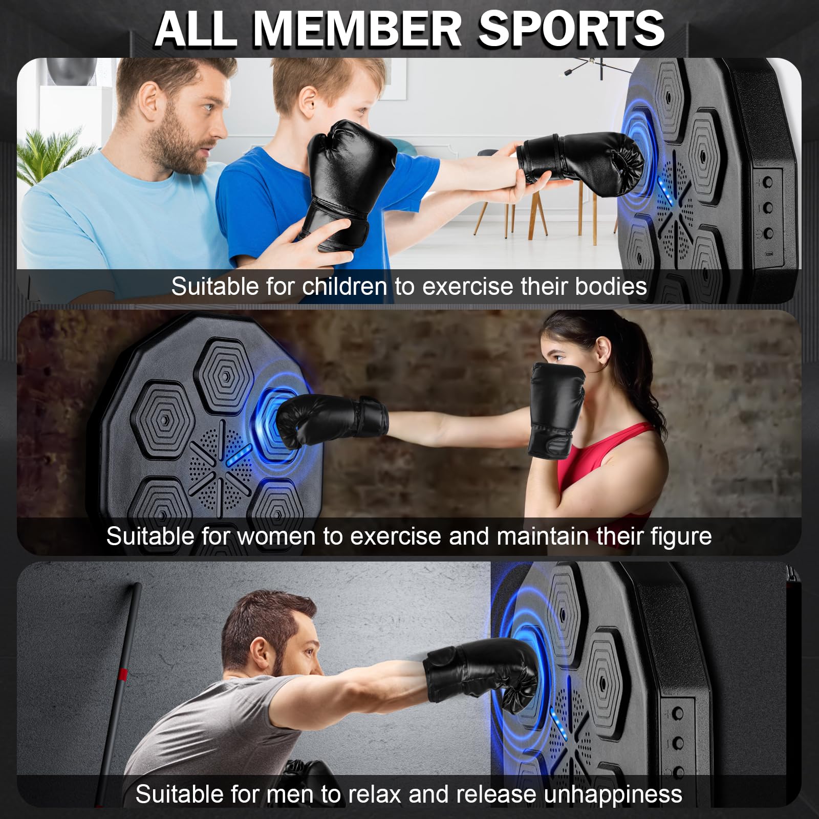 2025 Upgraded 2.0 Smart Bluetooth Music Boxing Machine - Wall Mounted Home Exercise Equipment with Parent-Child Game Mode | Perfect for Home Gym, Cardio Workouts & Family Fitness Activities