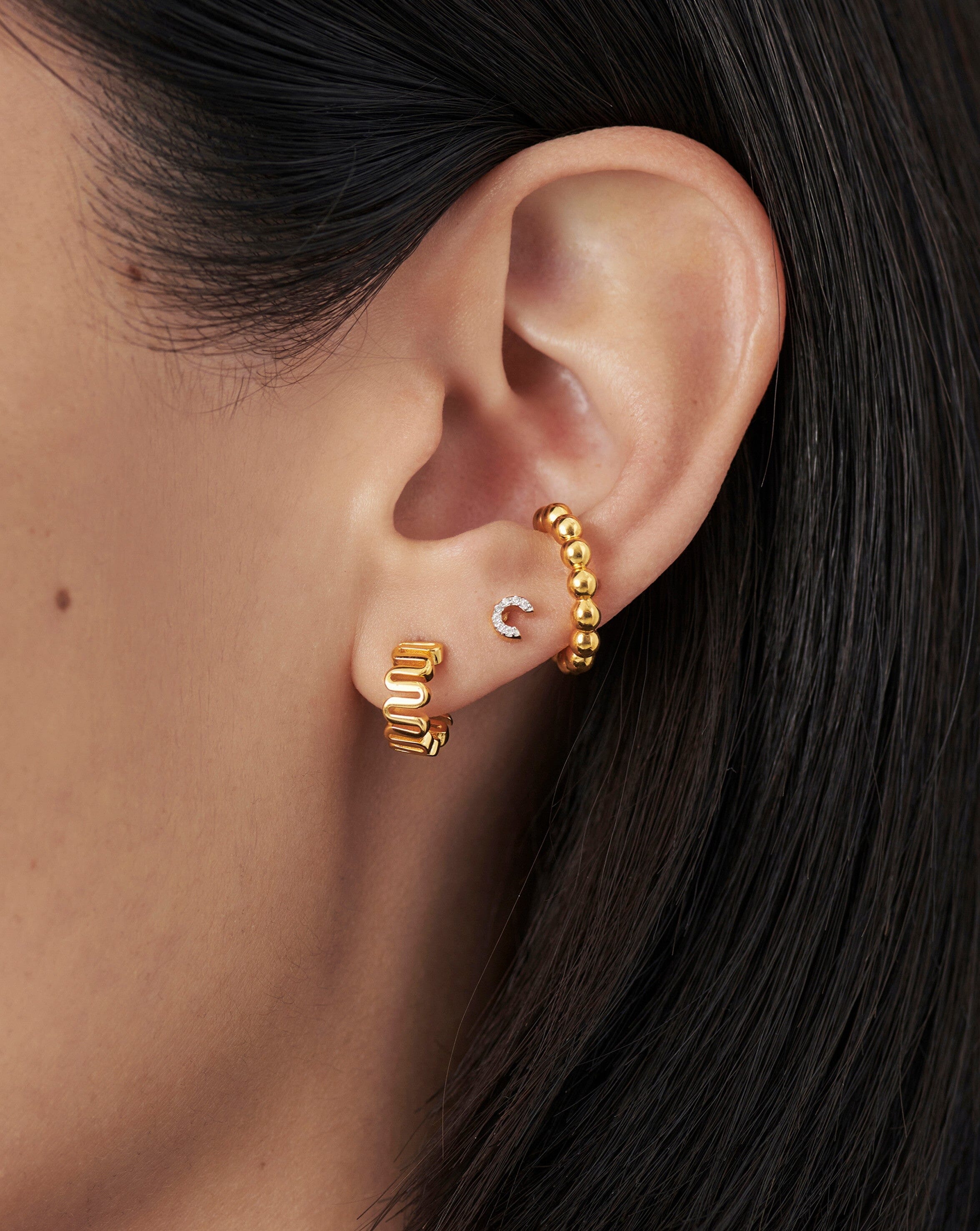 Pave Initial Single Stud Earring - Personalized 18k Gold Vermeil Cubic Zirconia Monogram Jewelry for Women | Perfect Gift for Birthday, Anniversary & Everyday Elegance