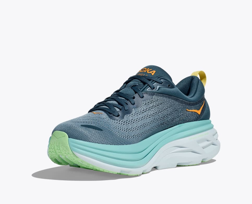 HOKA Men's Bondi 8 Wide Running Shoes - Real Teal/Shadow - Cushioned Road Running Sneakers for Men - Perfect for Long Distance Running, Jogging & Daily Wear