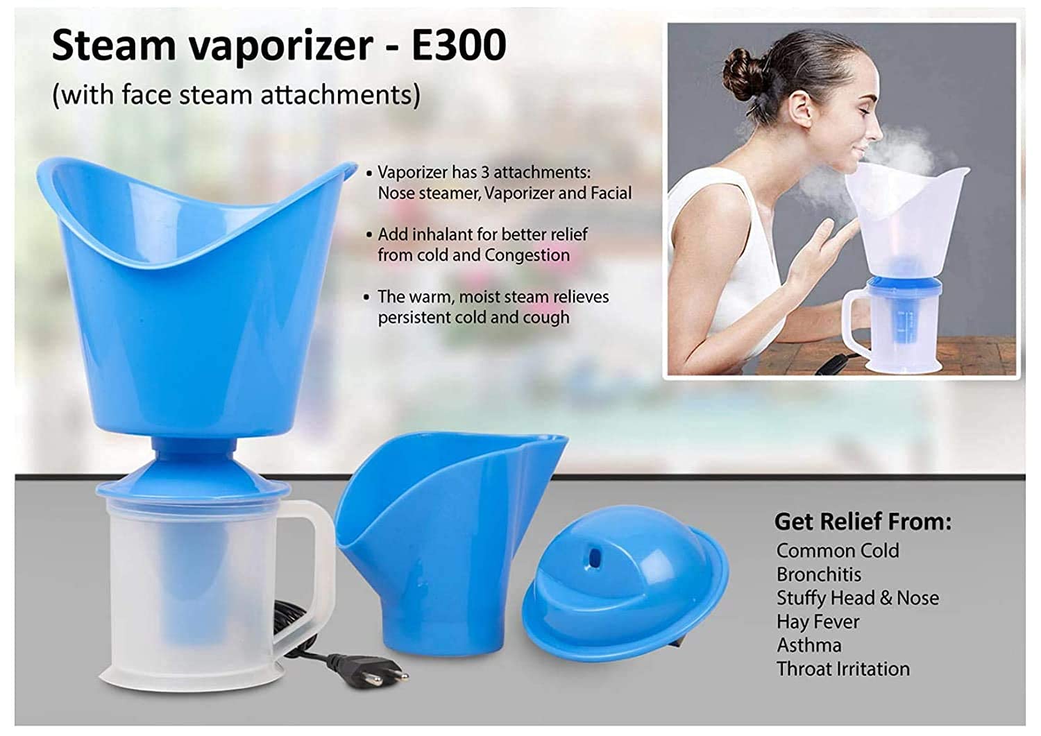 3-in-1 Multipurpose Steamer for Cold Relief, Cough & Nasal Congestion - Portable Vaporizer & Facial Steamer for Adults & Kids - Perfect for Home Use, Travel & Spa Treatments