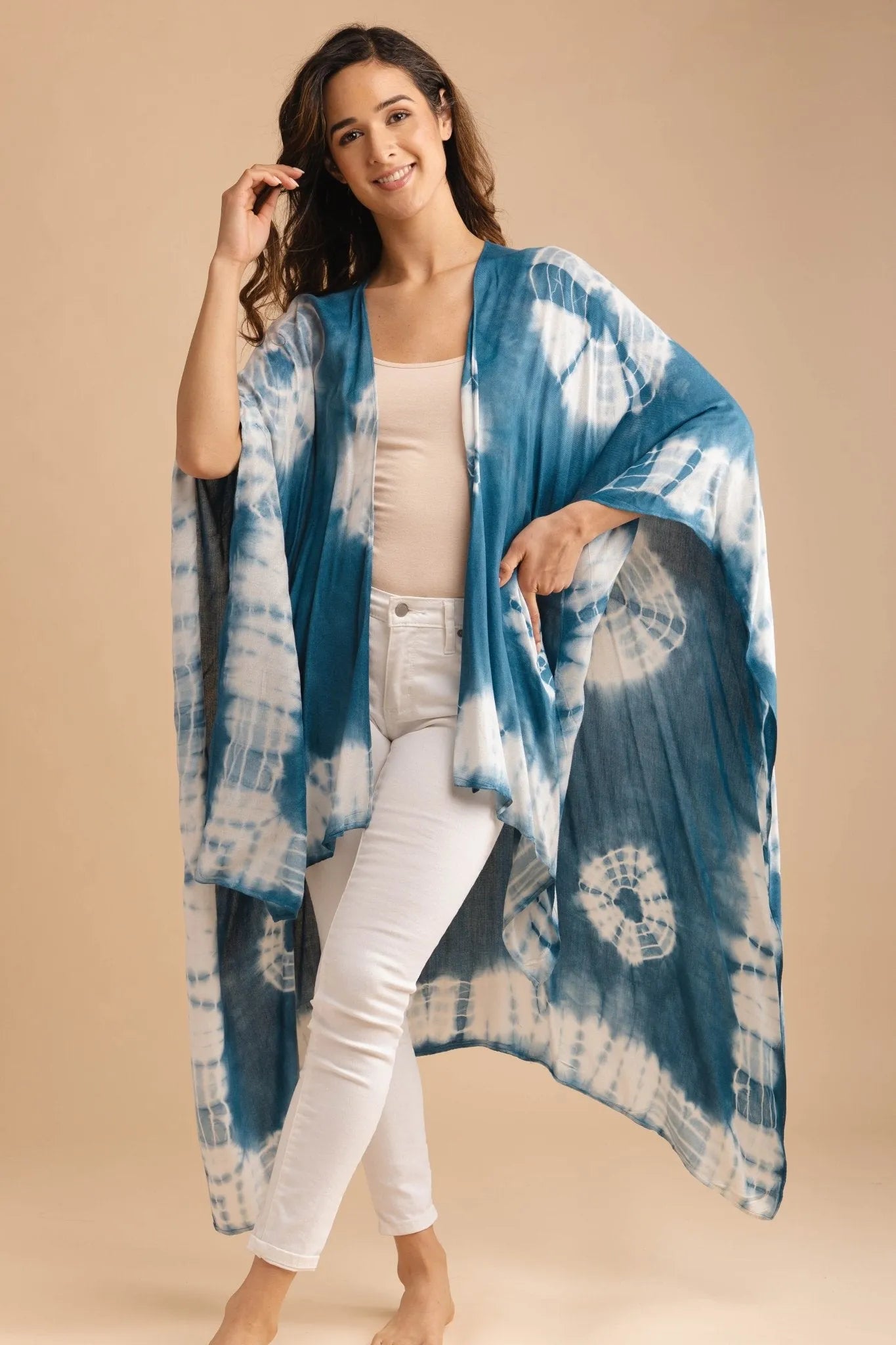 Stylish Tie Dye Ruana Shawl - Boho Chic Womens Wrap - Perfect for Beach Cover Up, Music Festivals & Cozy Evenings