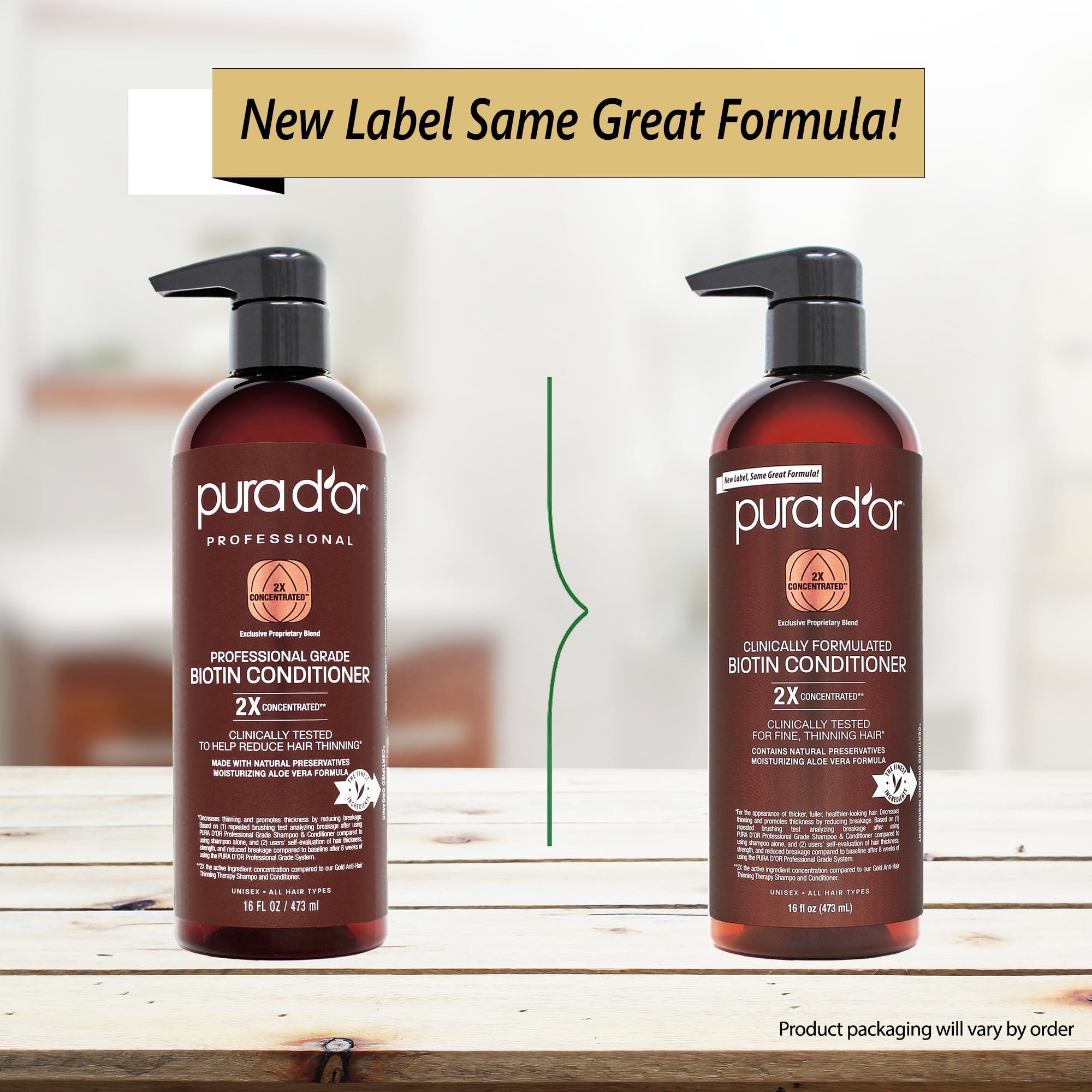 PURA D'OR 16 Oz Biotin Hair Conditioner for Thinning Hair - Clinically Formulated Thickening Treatment with 2X Herbal Blend - Professional Grade Daily Hair Care for Women & Men - Perfect for Damaged Hair Repair & Volume Boost