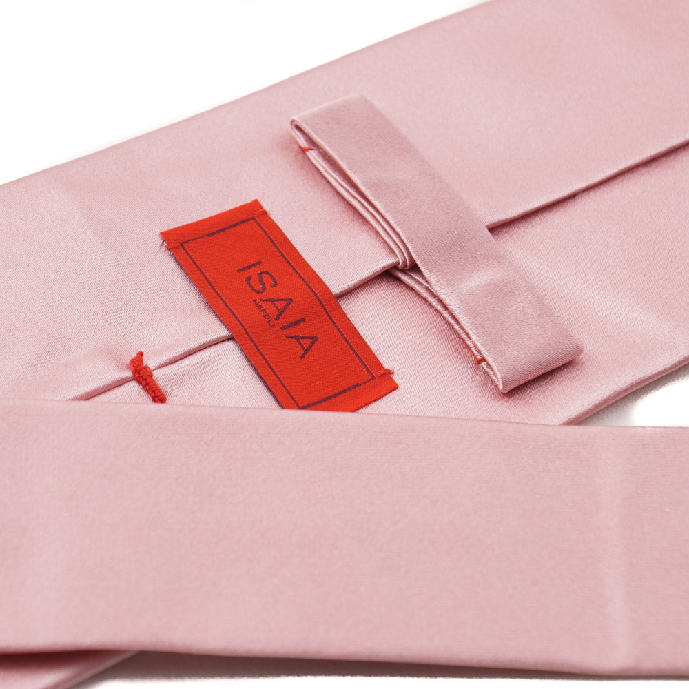 Isaia Solid Pink Satin Silk Tie for Men - Elegant Formal Necktie for Weddings, Business Meetings & Special Occasions