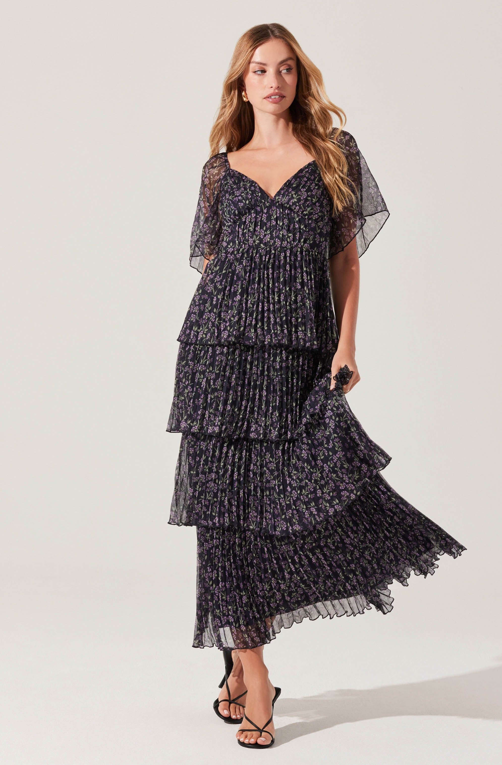 Gracelynn Elegant Pleated Tiered Maxi Dress for Women - Summer Beach Wedding Party & Vacation Outfit
