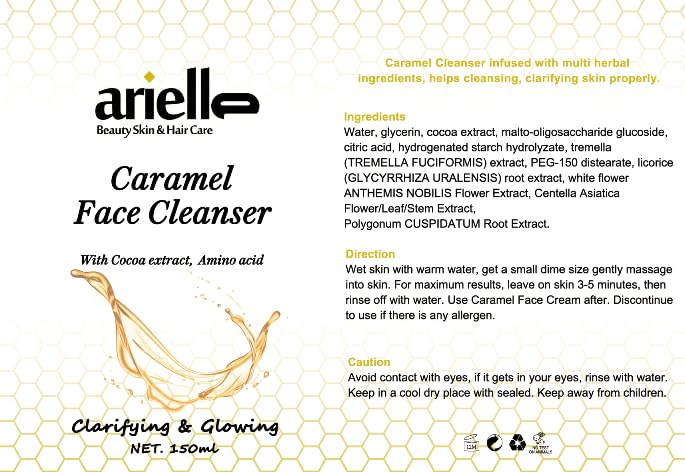 Arielle Hydrating Face Wash for Dry, Normal & Oily Skin - Clarifying & Glowing Facial Cleanser with Multi Herbal Formula (150ml) | Daily Skincare Routine for Fresh & Radiant Skin at Home or Travel