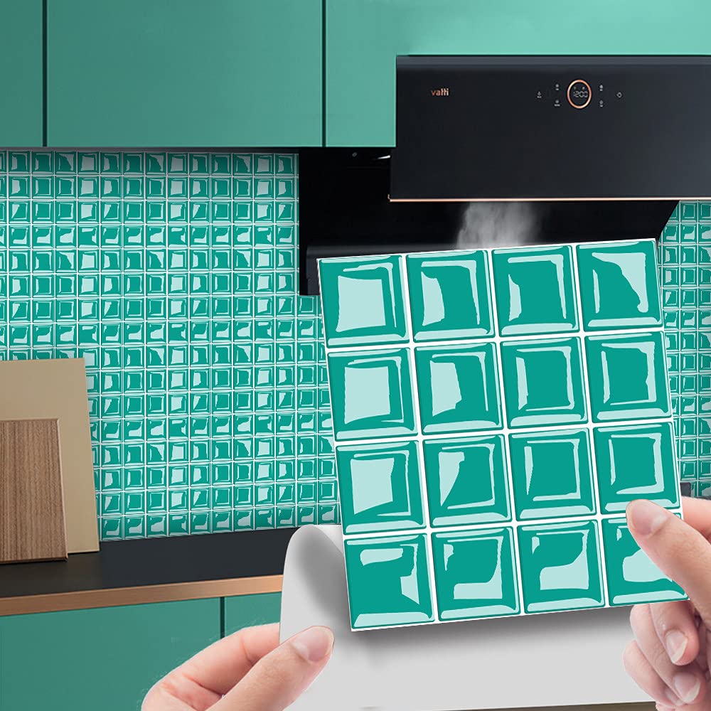 10-Pack Peel and Stick Mosaic Tile Stickers - 3.94x3.94 Inch Removable Self-Adhesive Backsplash Wallpaper for Kitchen, Bathroom, Laundry Room - Waterproof Decorative Wall Tiles for Home Renovation & DIY Projects