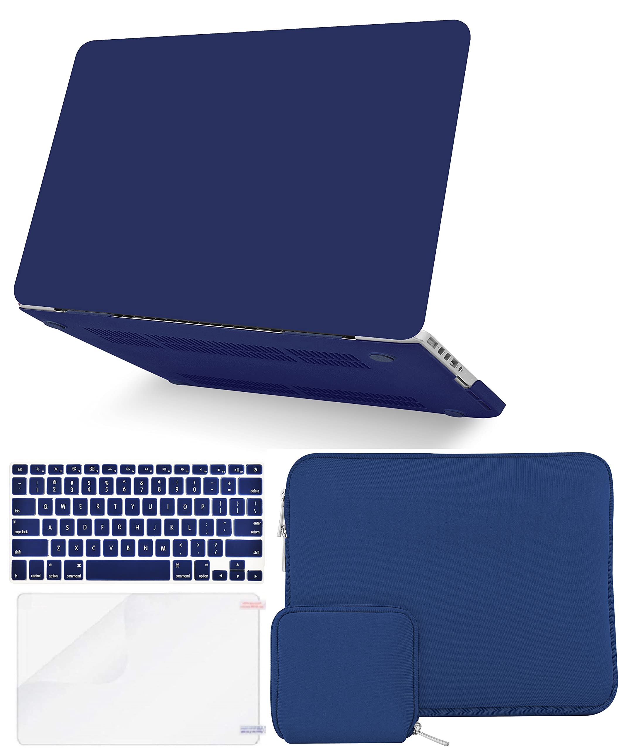 KECC MacBook Air 13 inch Case (A1369/A1466) - Hard Plastic Shell Cover with Keyboard Protector, Slim Sleeve, Screen Protector & Storage Pouch - Matte Navy Blue | Perfect for Work, Travel & School Protection