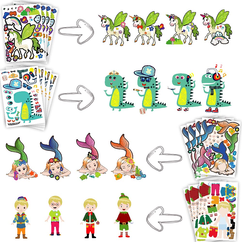 100 Sheets DIY Stickers for Kids - 25 Fun Designs Including Animals, Mermaids, Princess & Prince | Perfect for Arts & Crafts, School Projects, Party Favors & Holiday Rewards | Creative Gift for Children's Activities & Classroom Fun