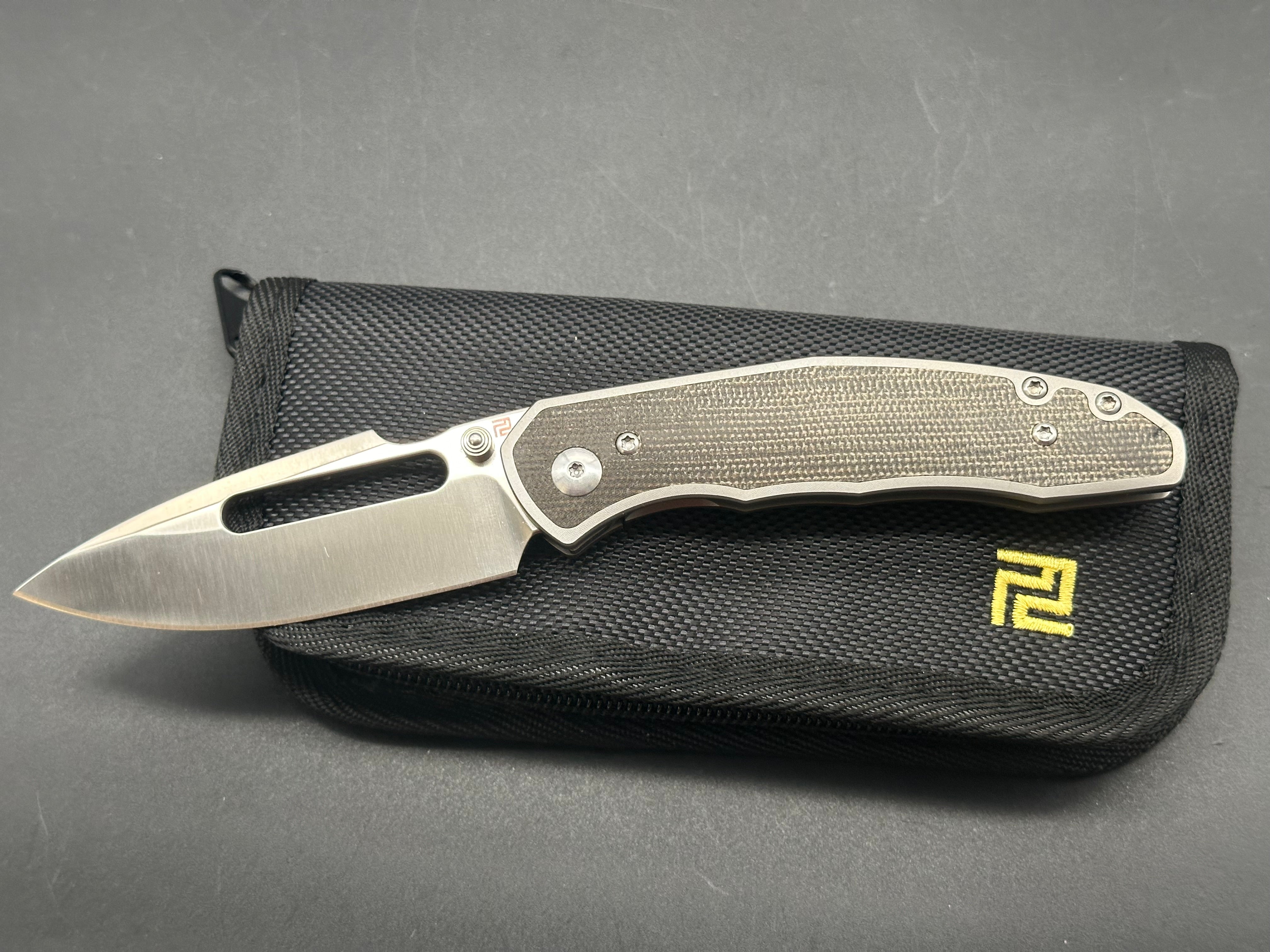 ARTISAN CUTLERY BOA Folding Knife - Titanium Handle with OD Green Inlay & S35VN Blade Steel (Model 1862G ODG) | EDC, Outdoor Survival, Camping, Hunting Gear