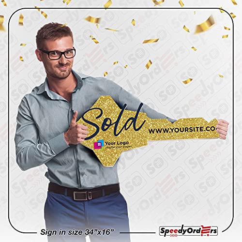 Real Estate Agent Closing Gifts - Brown Wooden Key Signs for New Homeowners | House Key Props, Realtor Gifts, Photobooth Sign Decor | Perfect for Housewarming Parties, Photo Booths & Realtor Celebrations