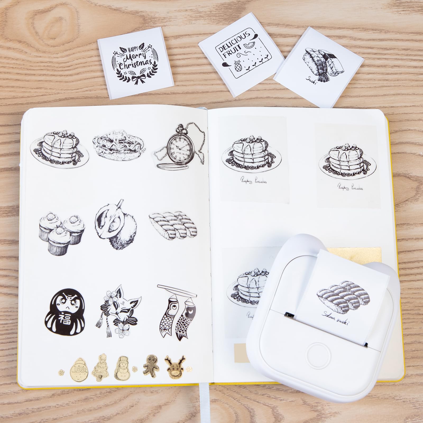 Memoking T02 Portable Thermal Sticker Printer - Inkless Mini Printer for Sticky White Paper, Print Pods & Phone Stickers | Perfect for DIY Crafts, Scrapbooking, Labeling & Small Business Packaging