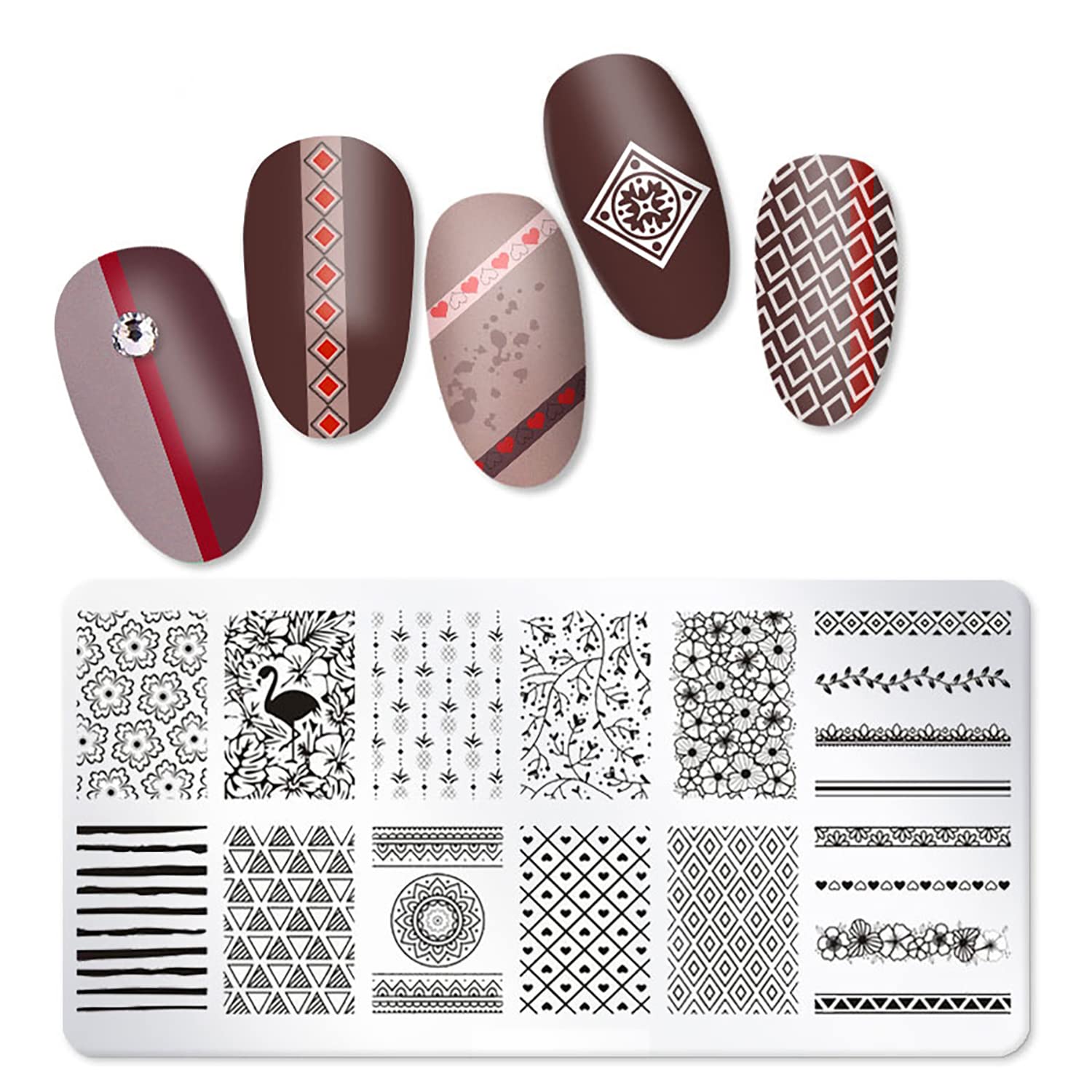 10Pcs Floral Butterfly Geometric Nail Stamping Plates - Professional Nail Art Templates for DIY Manicure & Salon Designs - Perfect for Home, Party & Special Occasion Nail Art