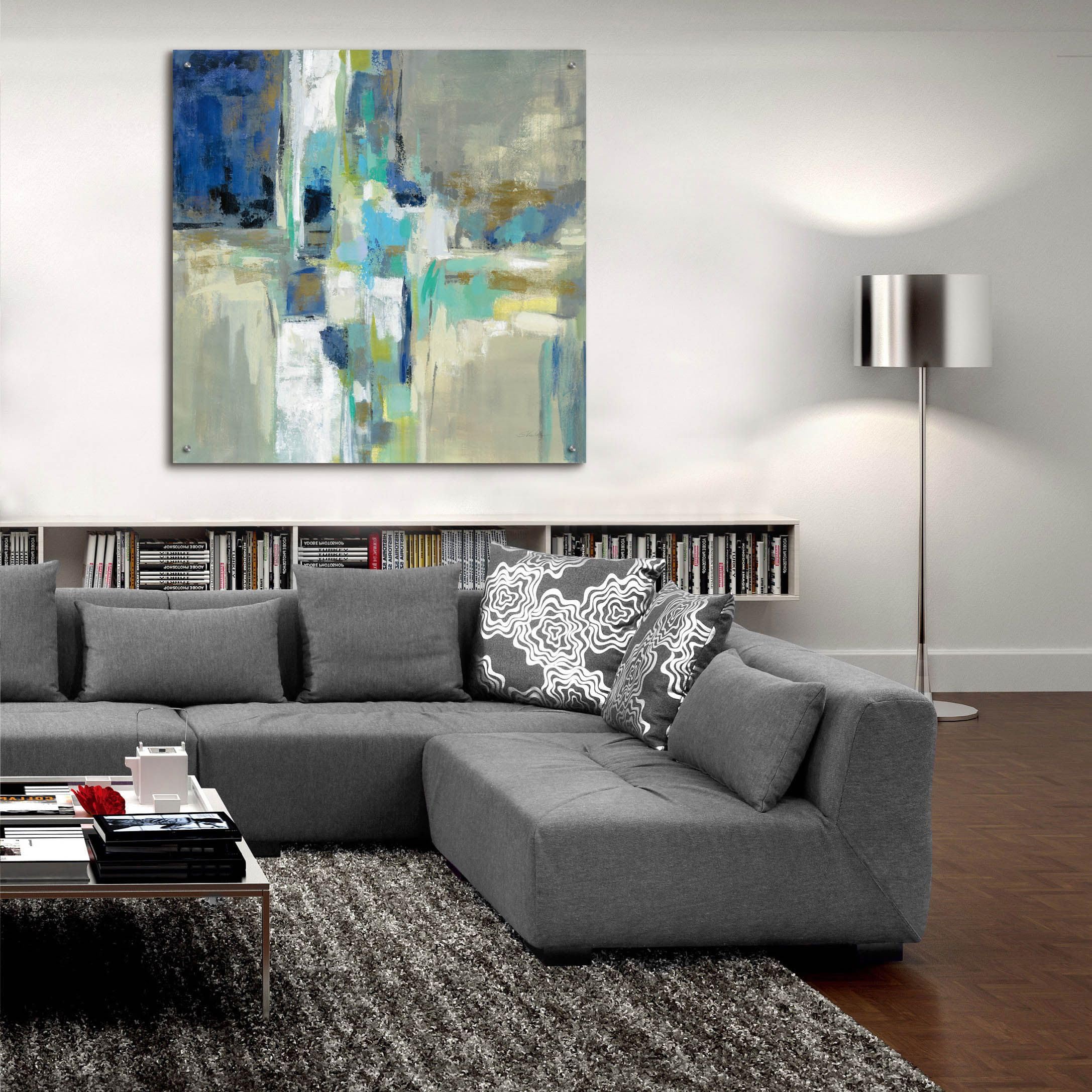 Silvia Vassileva 'Spring Water' Acrylic Glass Wall Art - 36x36 Inch Modern Abstract Painting for Living Room, Bedroom & Office Decor