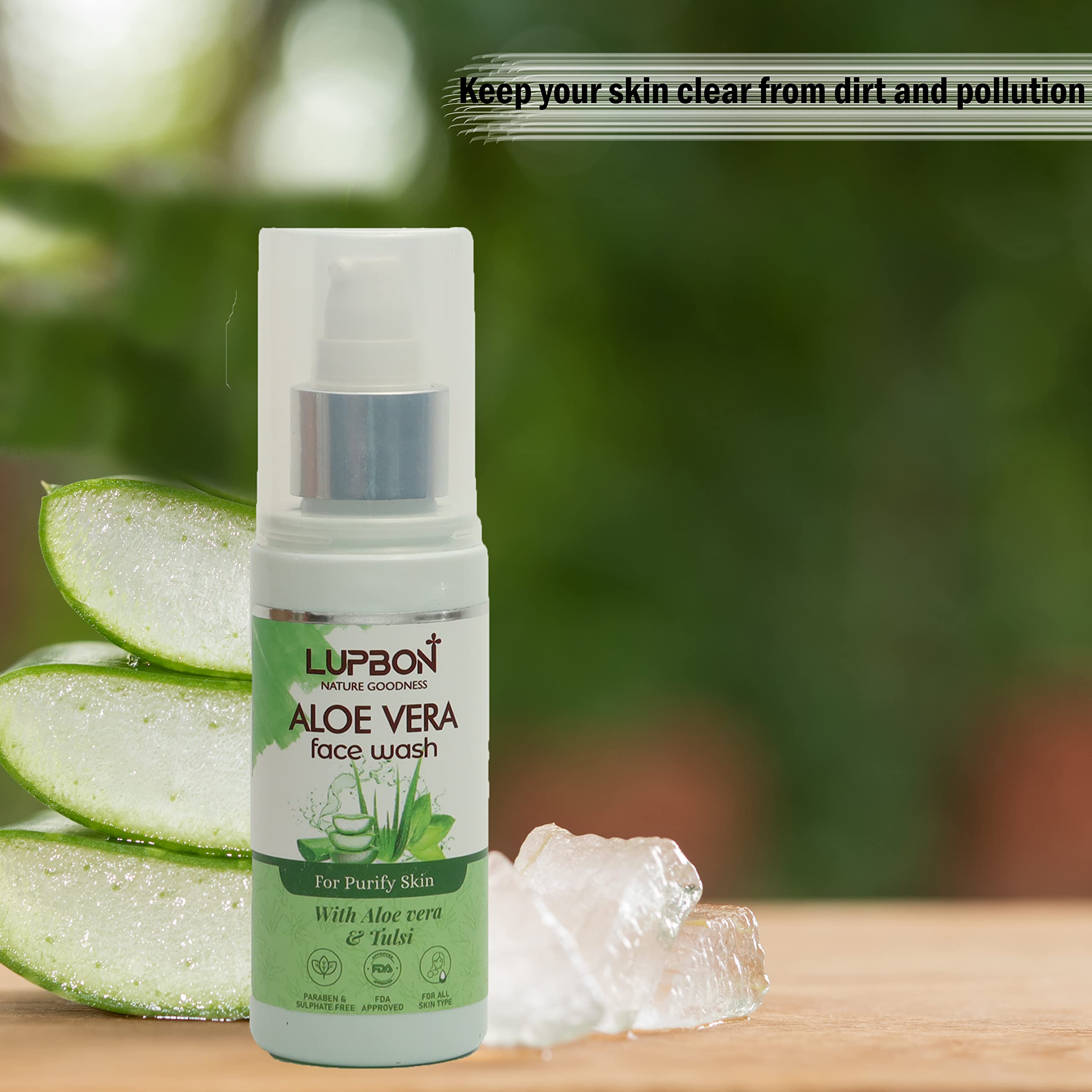 LUPBON Aloe Vera Face Wash for Acne & Pimples - 100ml Gentle Cleanser for Oily & Sensitive Skin - Perfect for Daily Skincare Routine & Breakout Prevention
