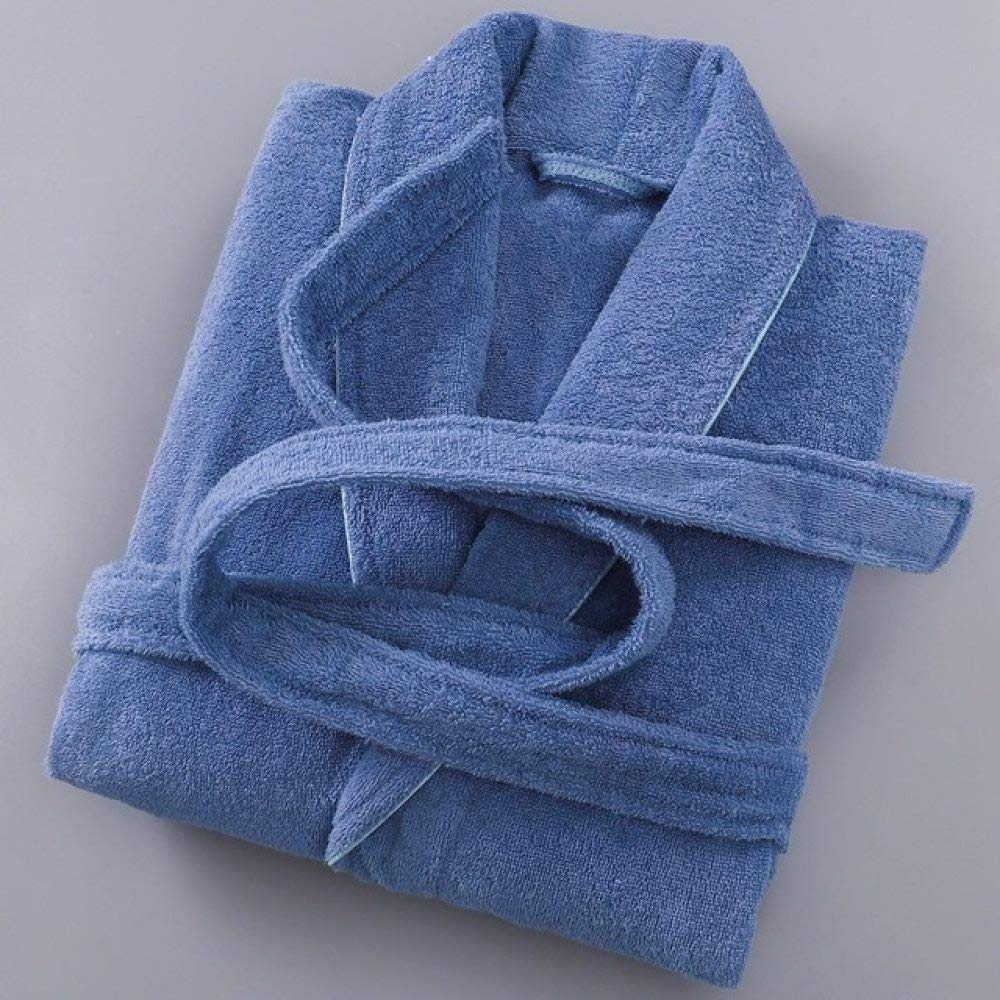 AAJIA Soft Cotton Terry Cloth Bathrobe for Men and Women - Cozy Winter Kimono Robe with Pockets, Home & Hotel Sleepwear, Blue - Perfect for Lounging, Spa Days & Relaxation