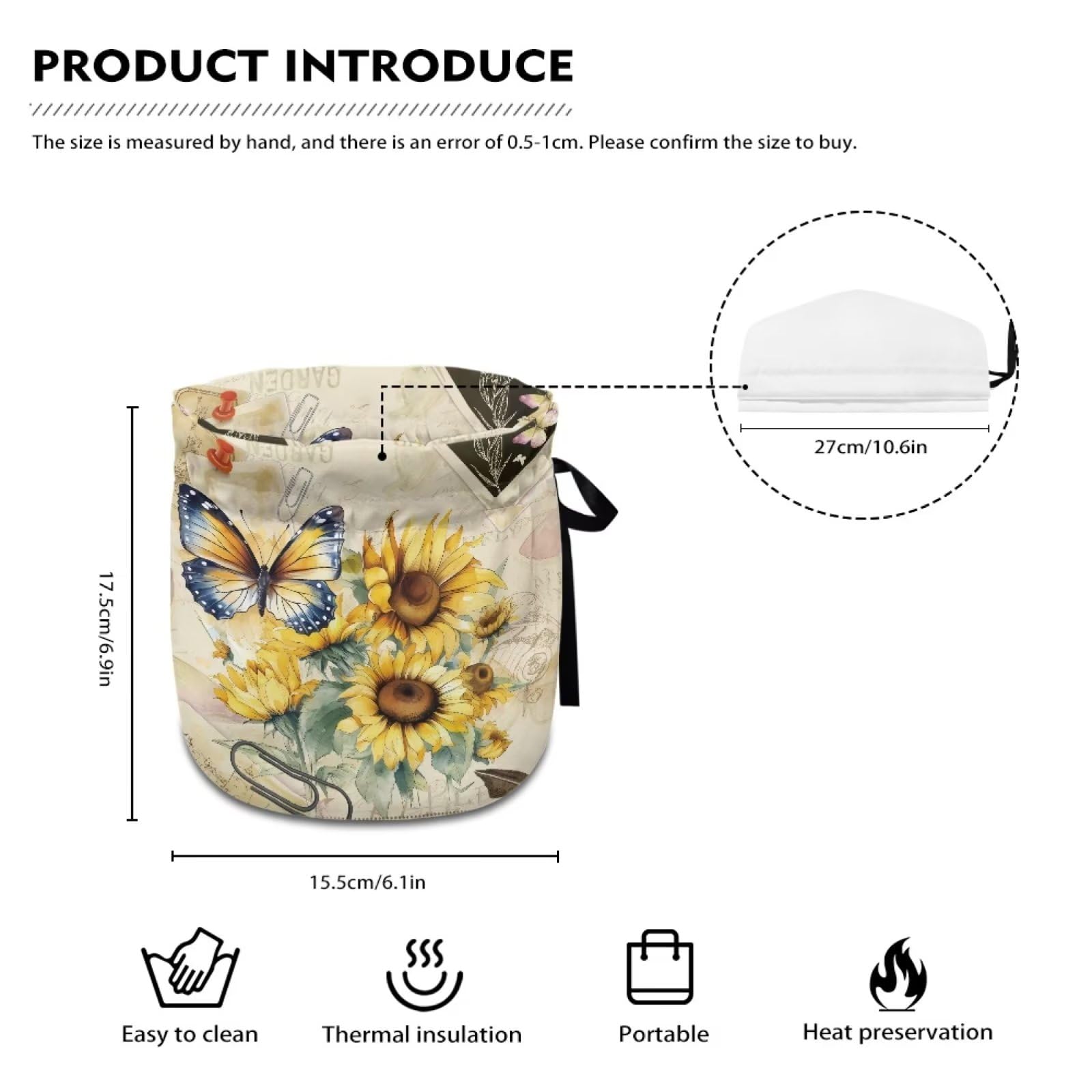 Butterfly Sunflower Tea Pot Cozy - Cotton Teapot Cover for Travel & Home - Dustproof Tea Kettle Cozy - Cute Kitchen Accessories & Decor - Perfect for Tea Parties, Gifts, and Cozy Home Decor