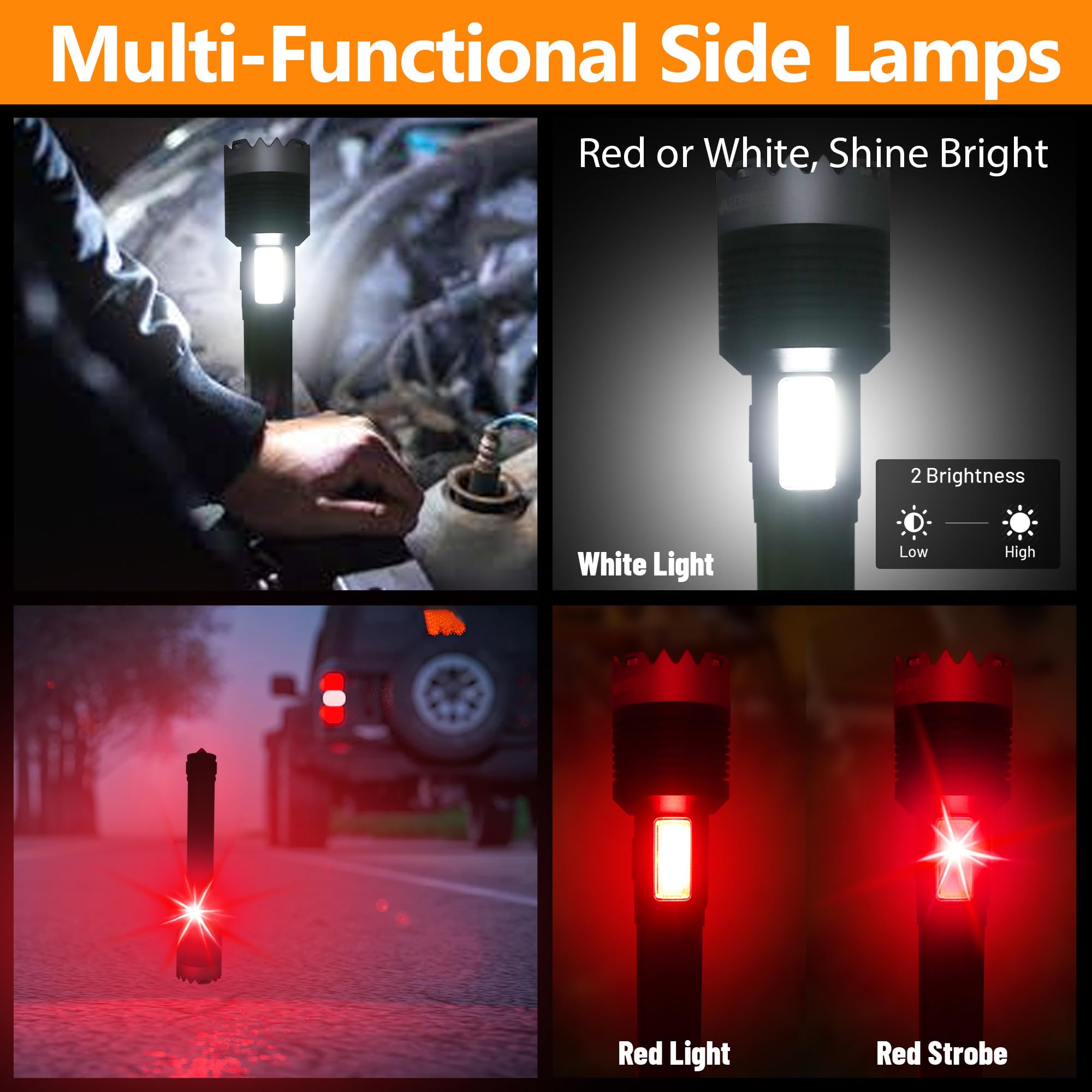 VASTFIRE Super Bright 1,000,000 Lumens LED Flashlight with 10,000mAh Battery - Adjustable Beam, Power Display & Side COB Light - Includes Mini UV Light - Perfect for Camping, Hiking, Emergency & Outdoor Adventures