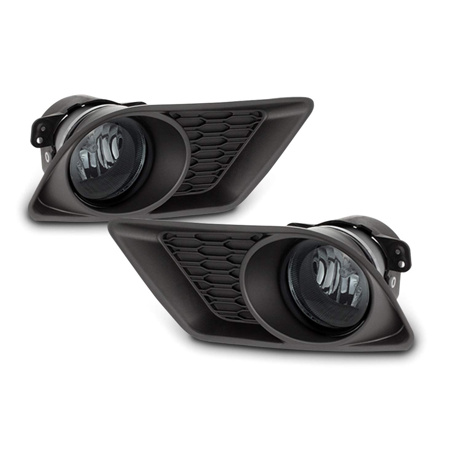 AKKON Black Headlights & Smoked Bumper Fog Lights Replacement Pair for 2011-2014 Dodge Charger (Halogen Type) - Left & Right Side - Perfect for Night Driving & Car Upgrades