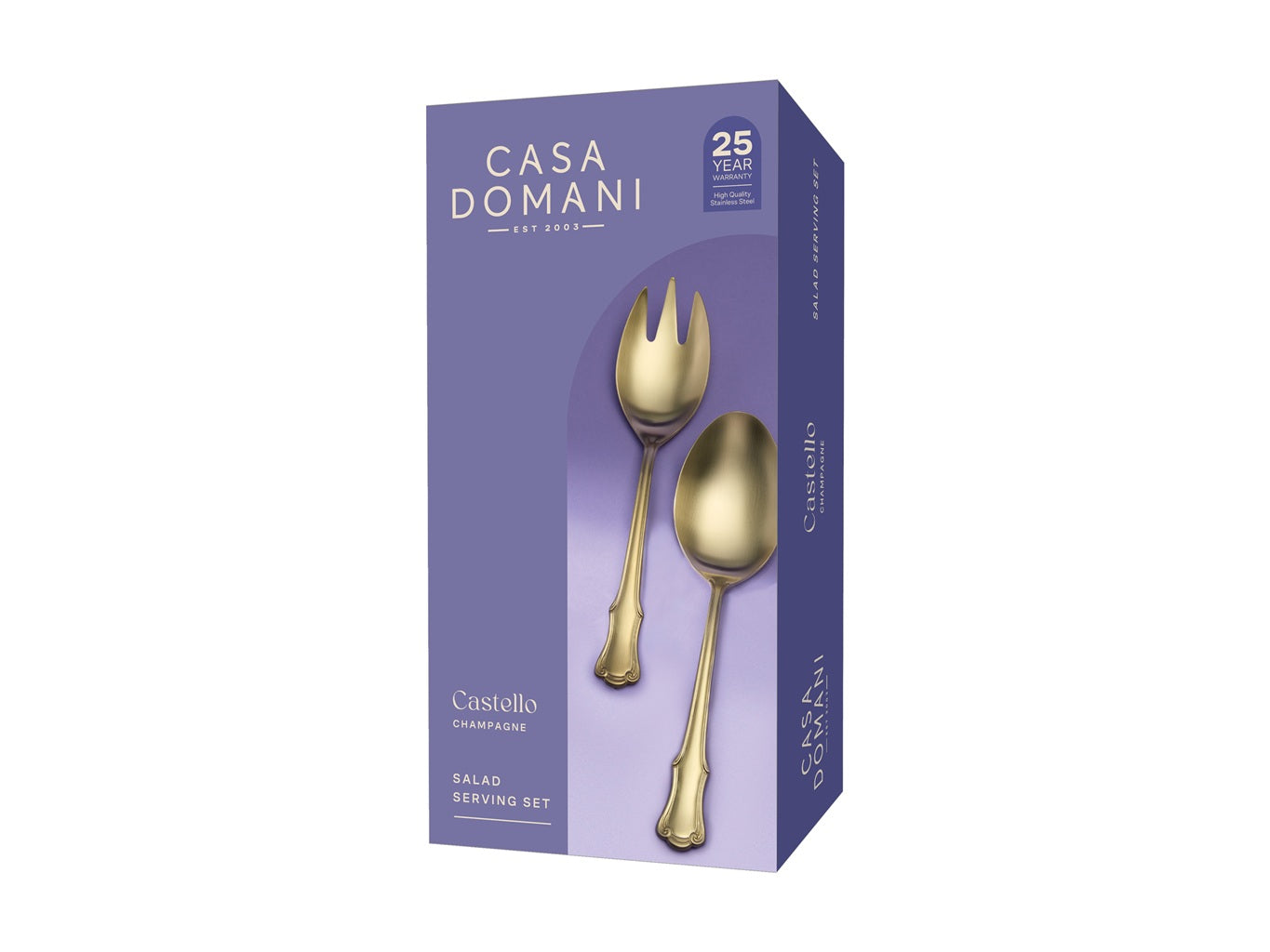 Casa Domani Castello 2-Piece Salad Serving Set with Champagne Gift Box - Elegant Tableware for Dinner Parties & Holiday Entertaining