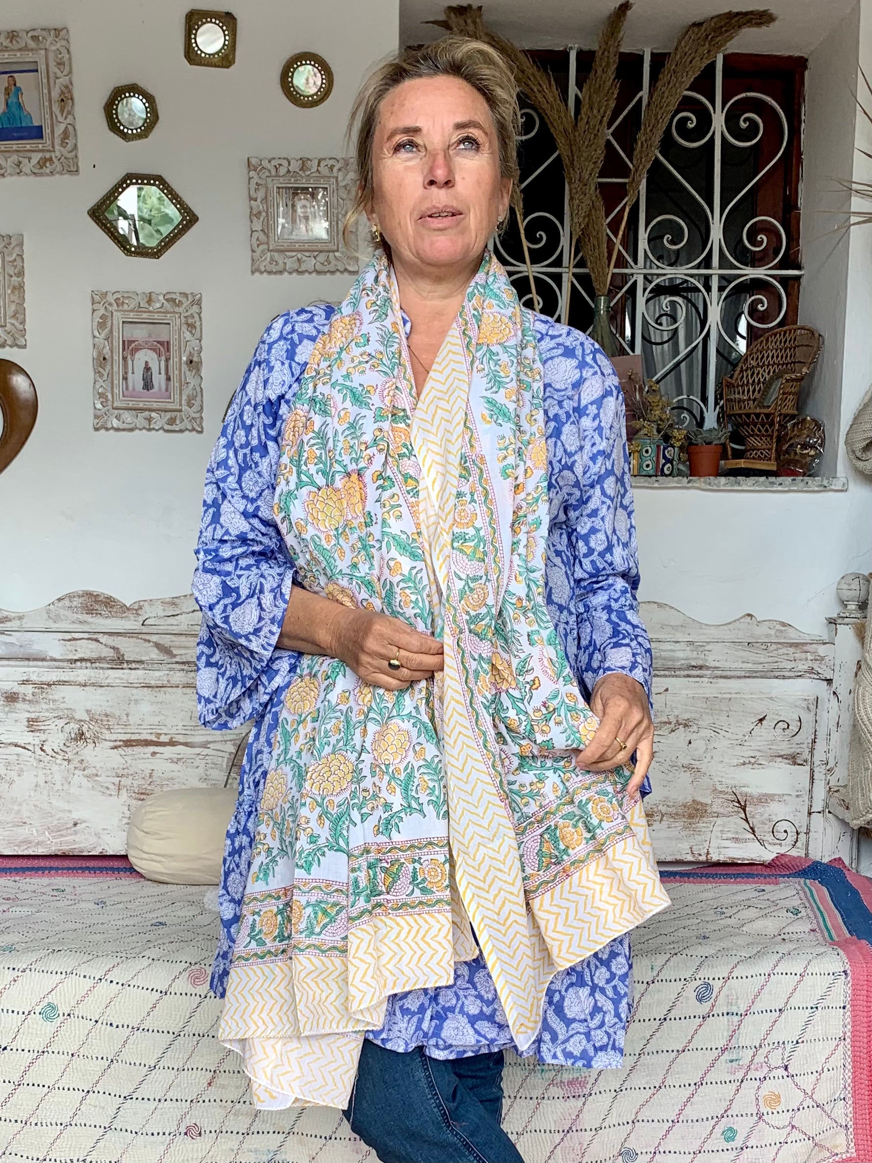 Stylish Block Print Cotton Sarong Pareo Shawl - New Collection for Beach, Pool & Summer Fashion