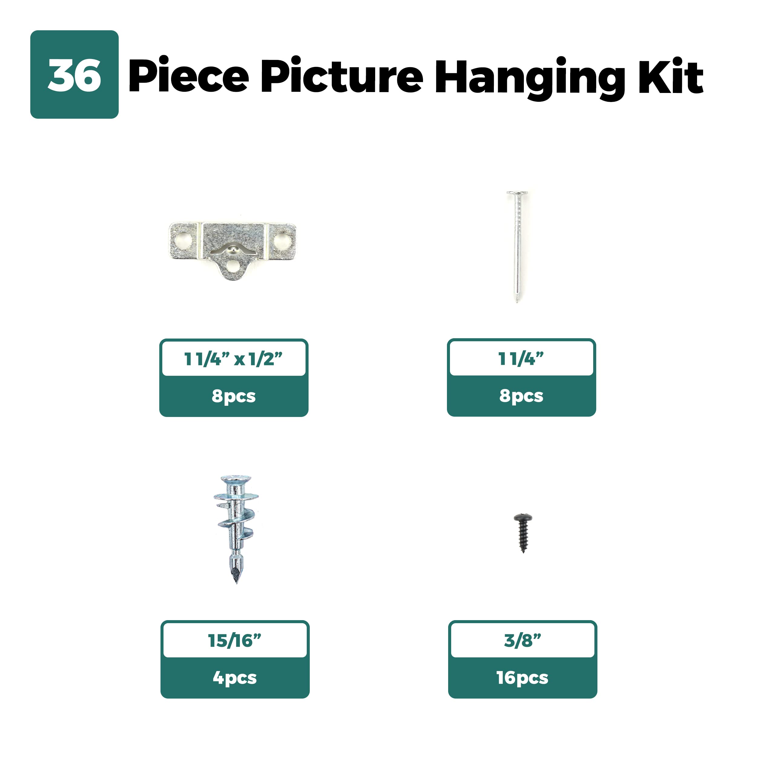 Patented Metal Picture Hanging Kit for 4 Frames (75lbs) - No Measuring Needed - Perfect for Photos & Paintings