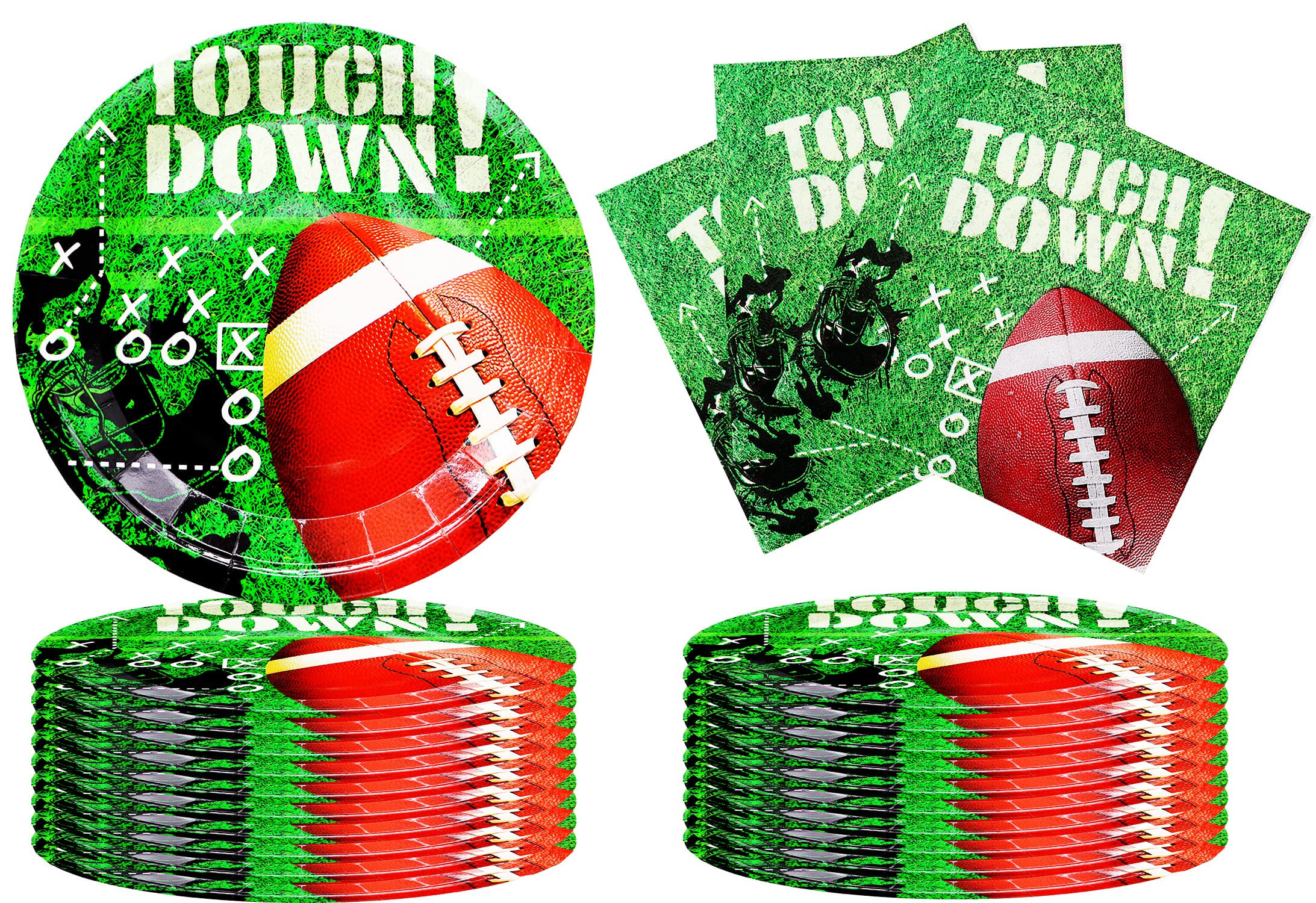 16-Piece Football Game Day Party Supplies Set - Plates, Napkins & Tableware for Super Bowl, Kids Birthday & Sports Parties | Perfect for Tailgates, Home Decor & Team Celebrations