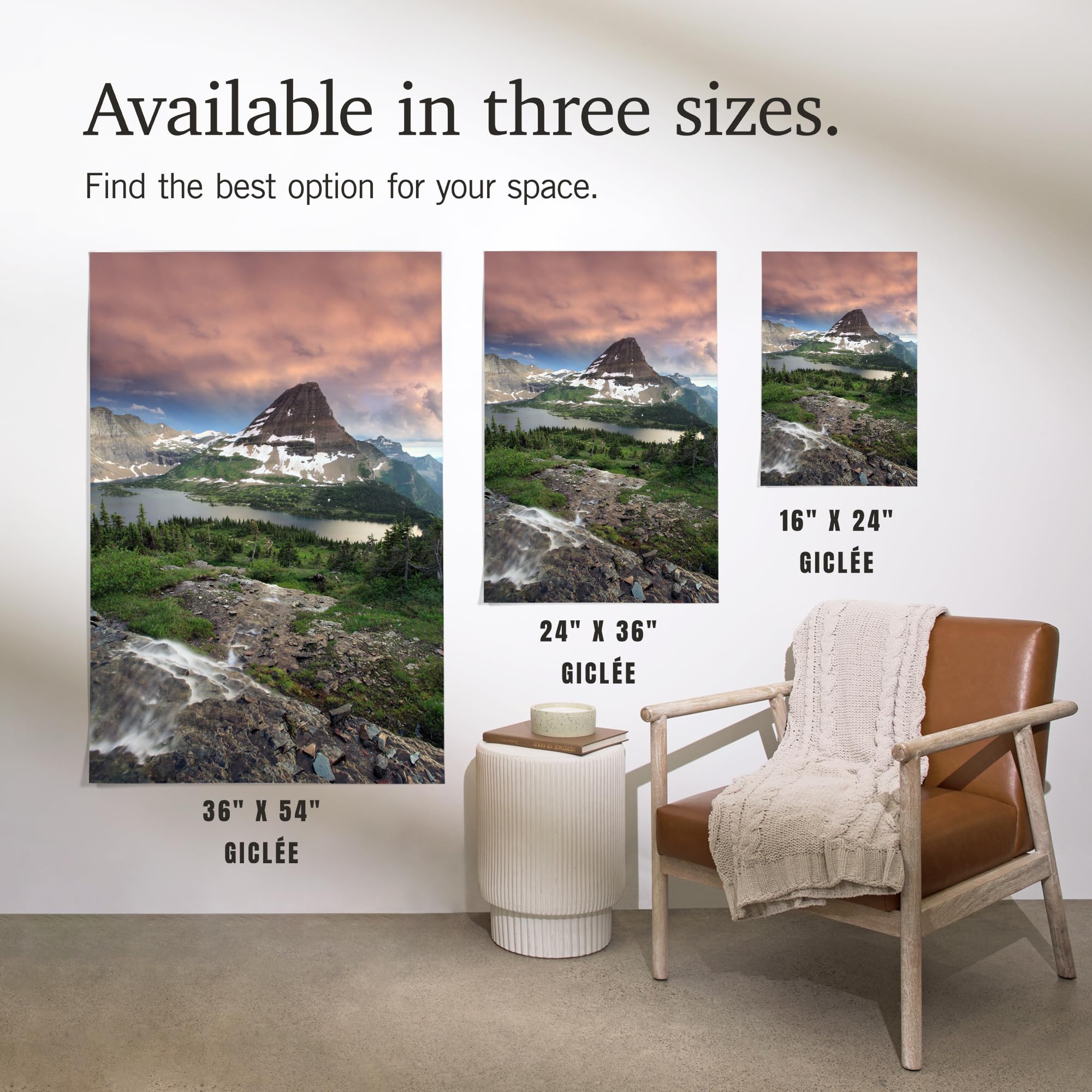 Lantern Press 36x54 Inch Giclee Art Print - Glacier National Park Montana Landscape with Hidden Lake & Bearhat Mountain Sunrise - Premium Wall Decor for Living Room, Bedroom, or Office